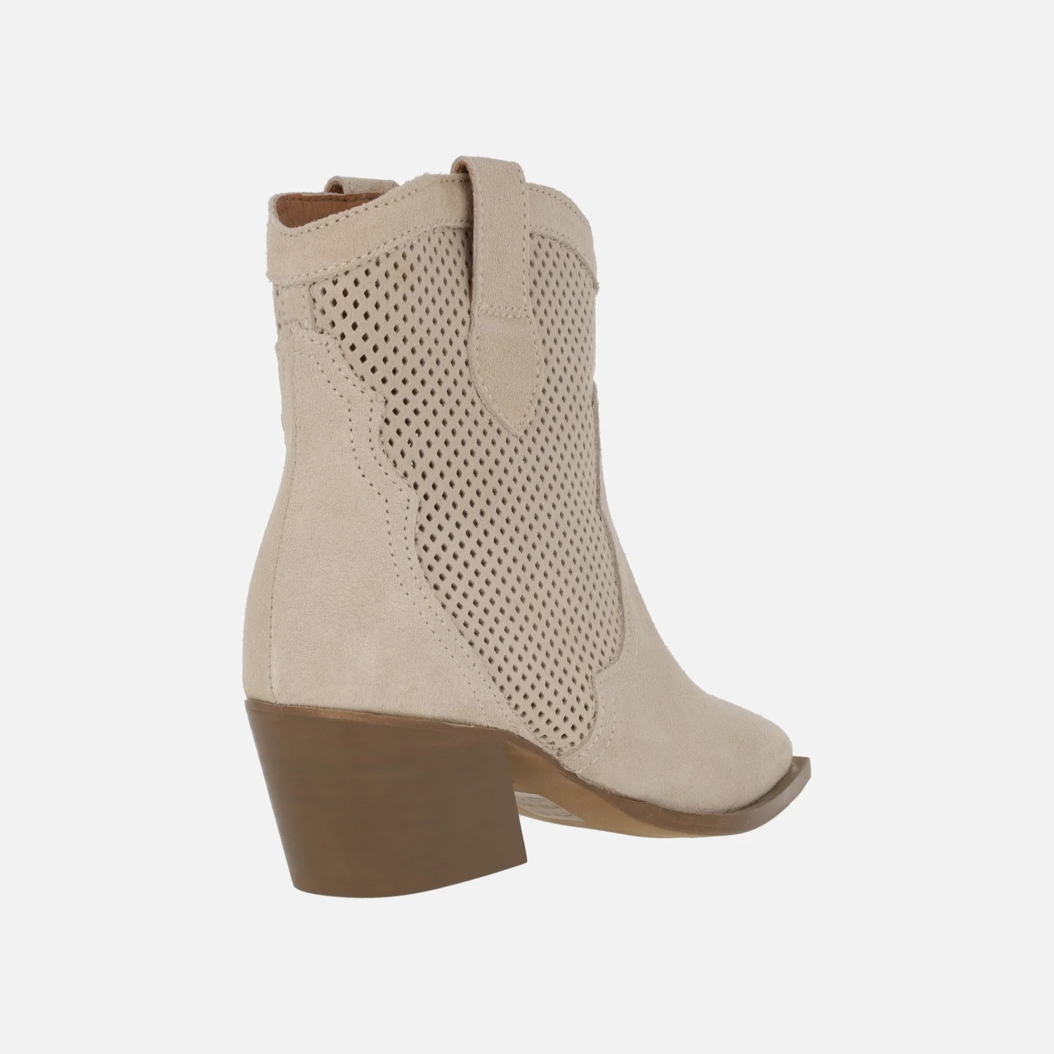 Botines cowboy Melisandre en serraje taupe con picados - Image 3