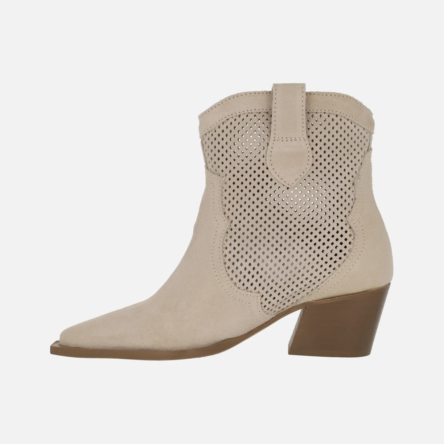 Botines cowboy Melisandre en serraje taupe con picados - Image 4
