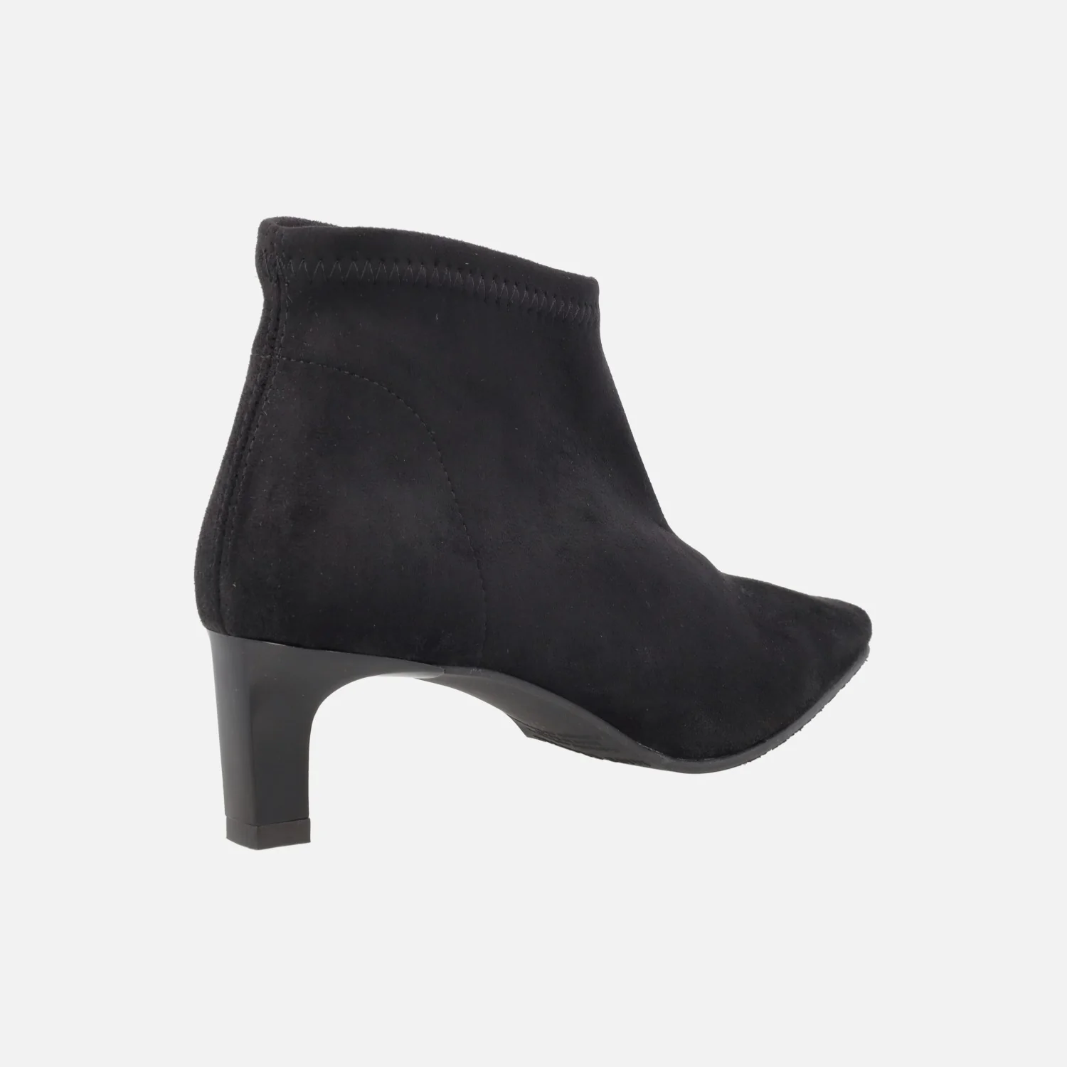 Botines en tejido elástico negro con punta afilada y tacón bajo - Image 3