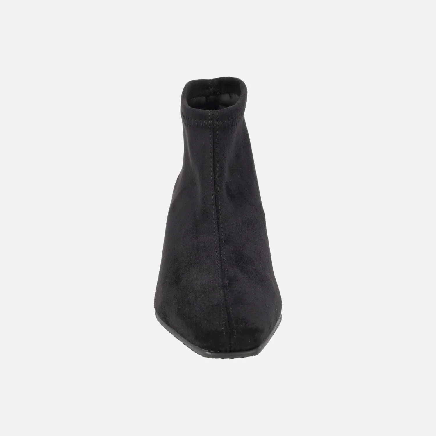 Botines en tejido elástico negro con punta afilada y tacón bajo - Image 5