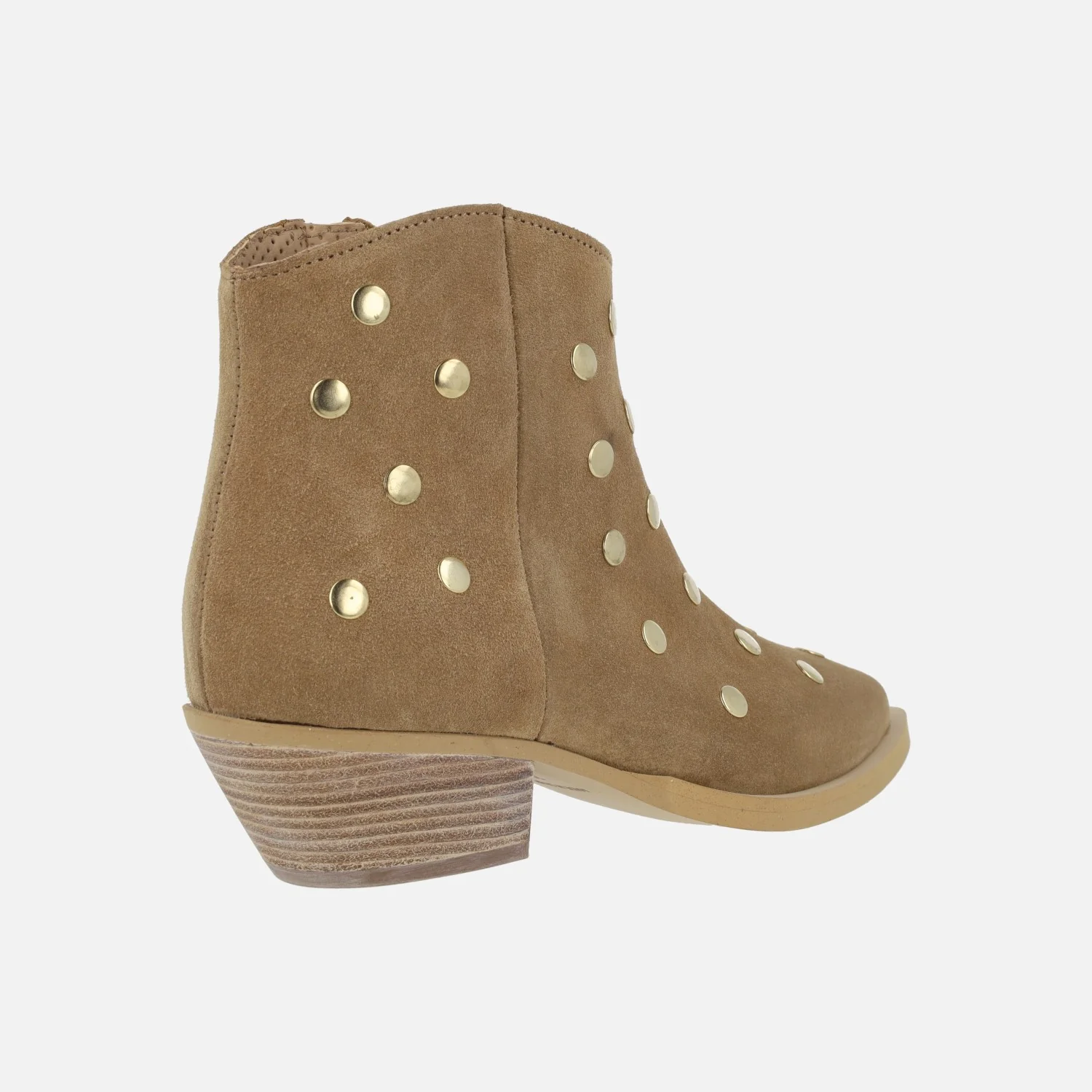 Botines estilo cowboy en serraje cuero con tachas doradas línea Western - Image 4