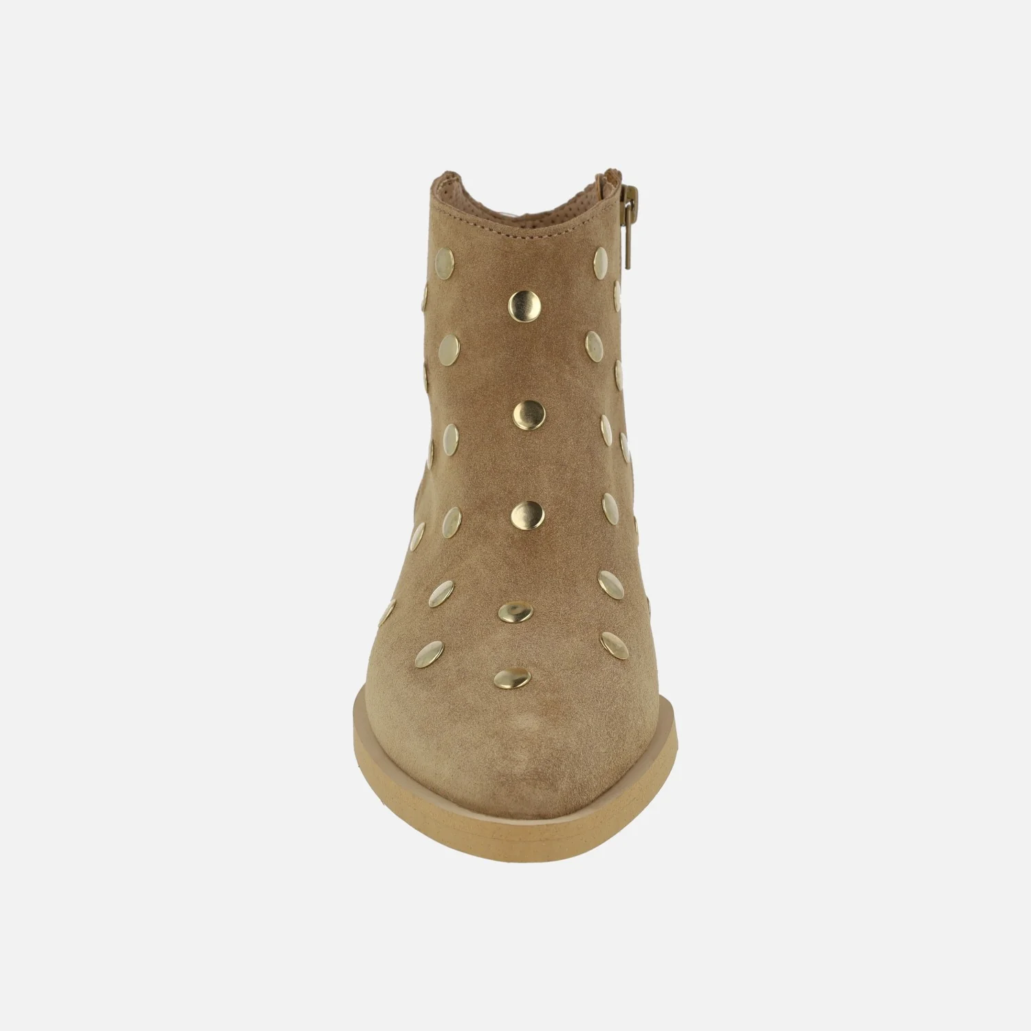 Botines estilo cowboy en serraje cuero con tachas doradas línea Western - Image 5