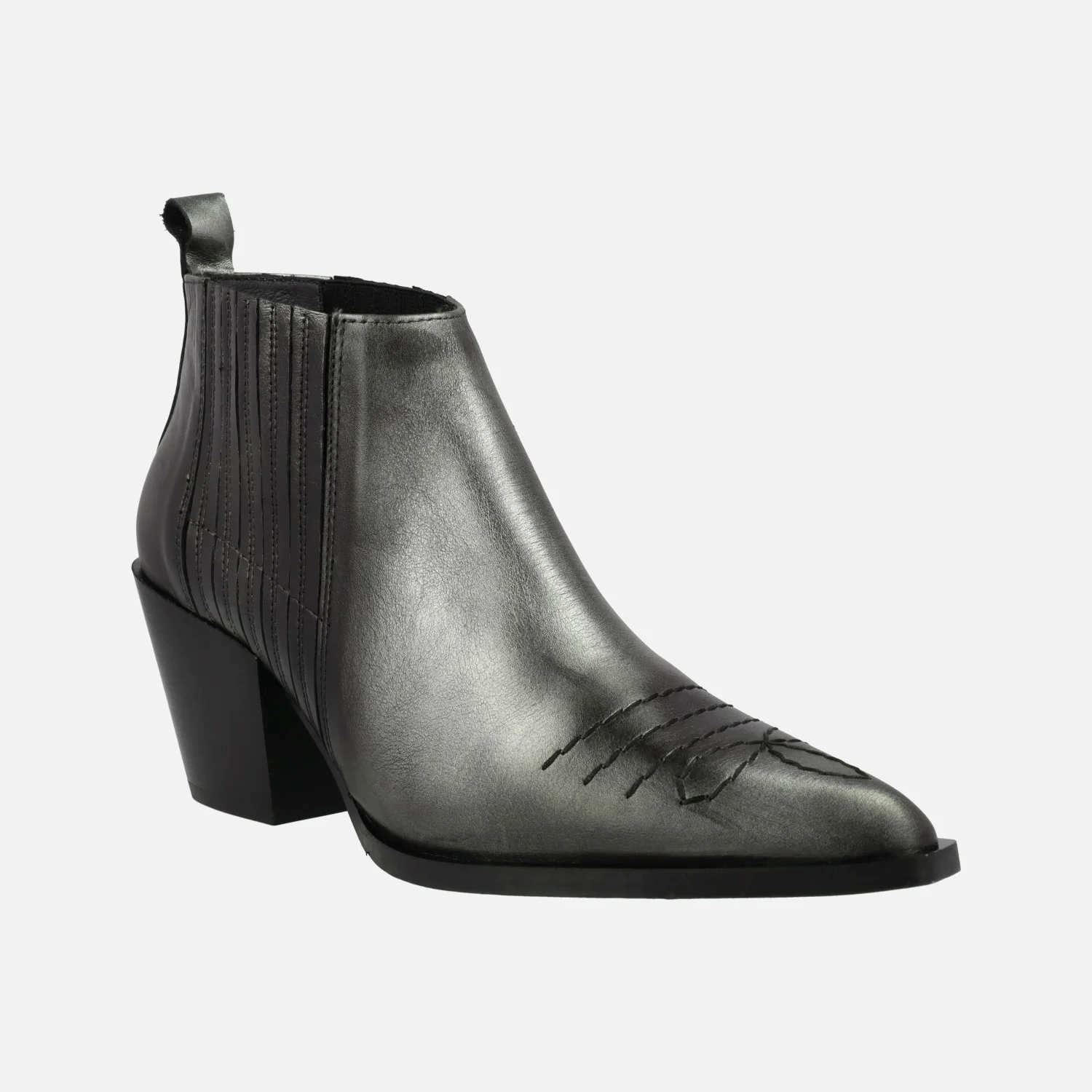 Botines estilo cowboy Sunriver en piel metalizada - Image 2