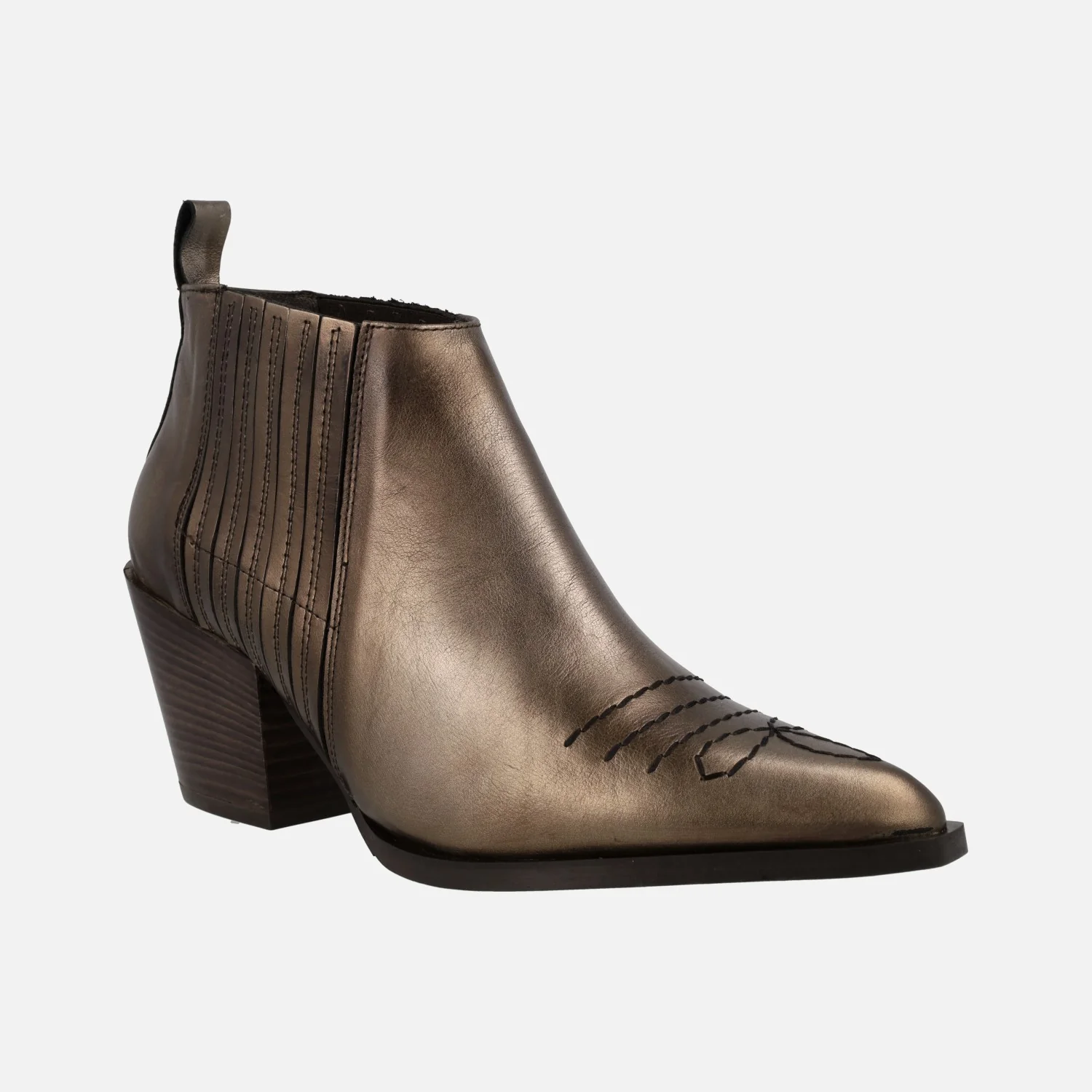 Botines estilo cowboy Sunriver en piel metalizada - Image 7