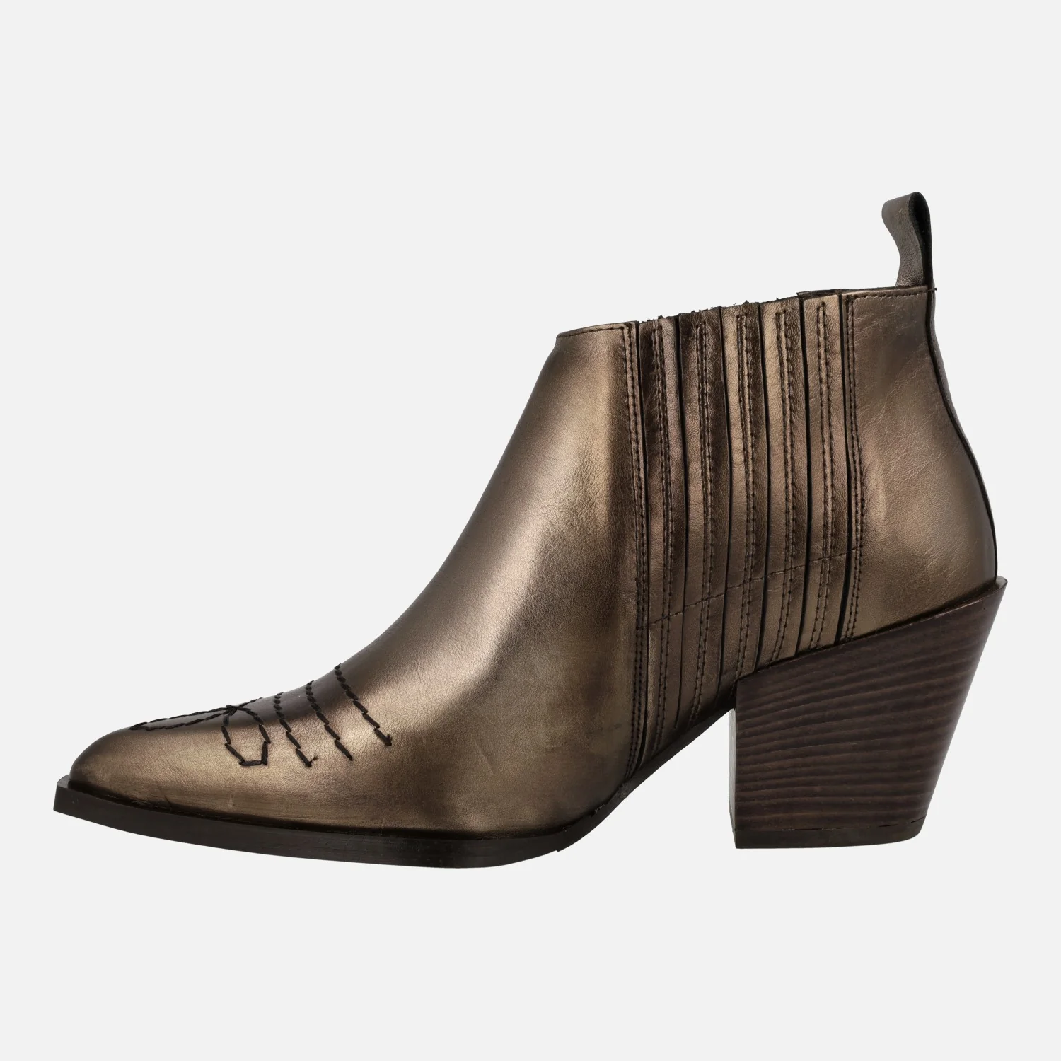 Botines estilo cowboy Sunriver en piel metalizada - Image 9