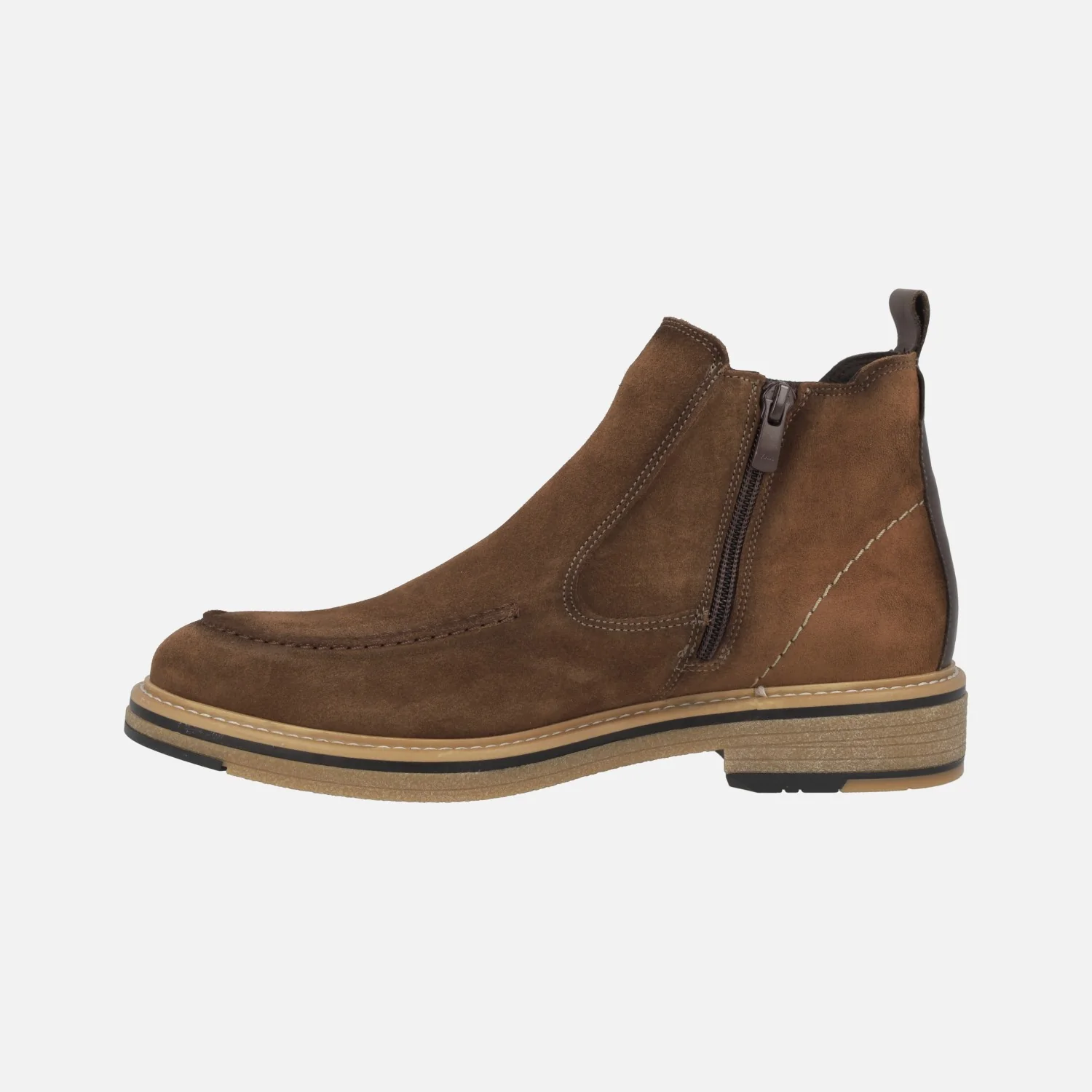 Botines Kasper en piel serraje con elástico y cremallera para hombre - Image 4