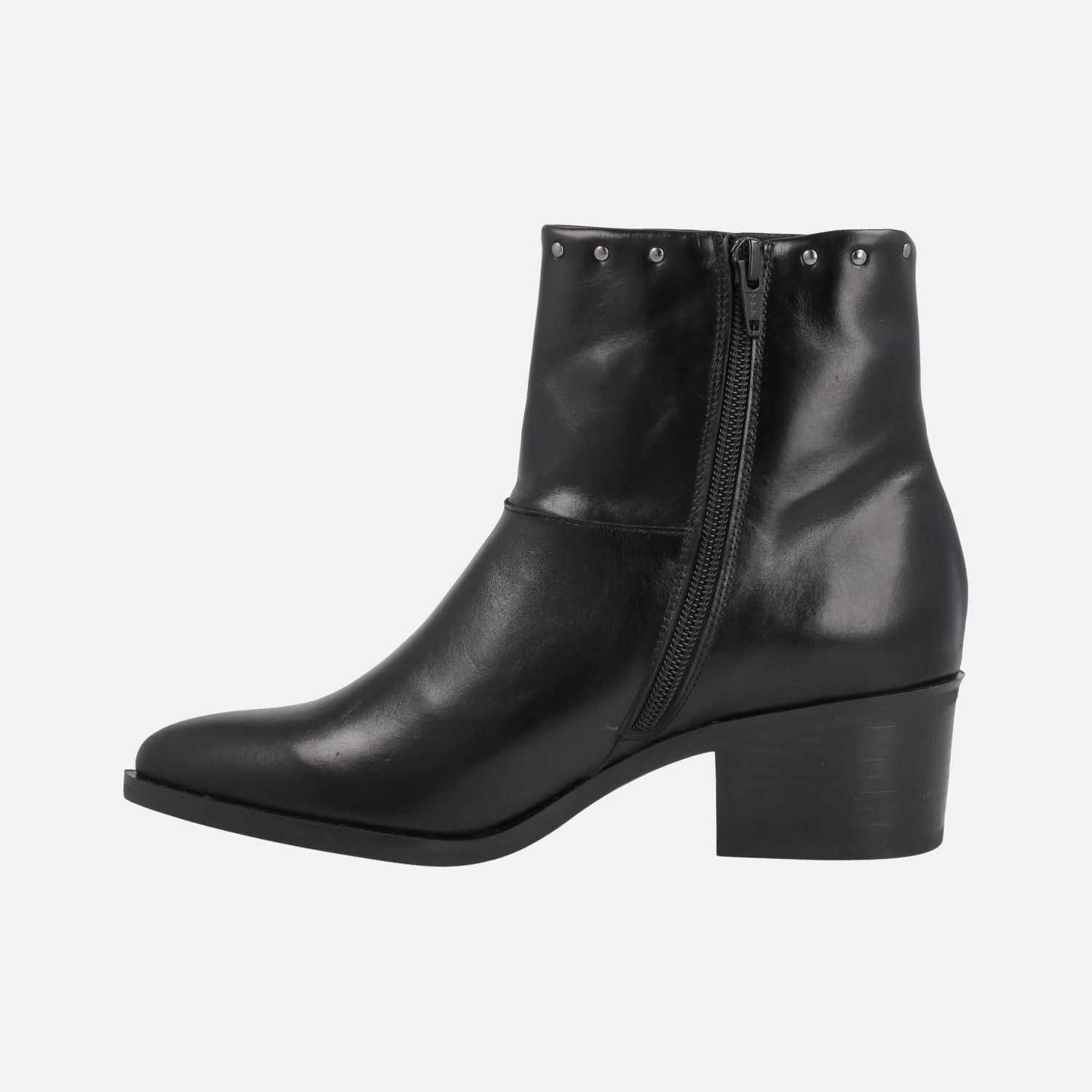 Botines lisos en tacón medio con tachas para mujer - Image 4