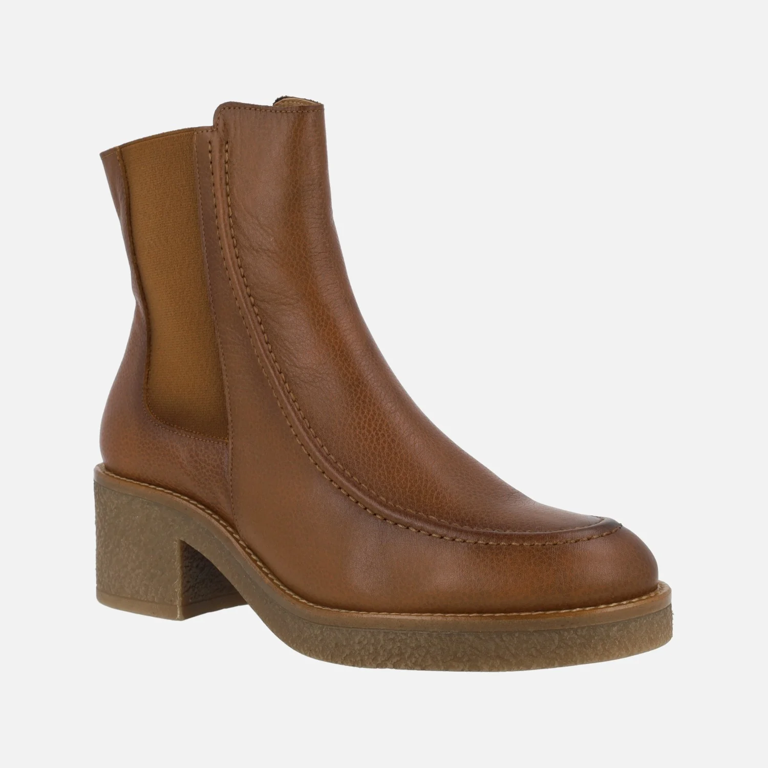 Botines marrones de piel con elástico y cremallera - Image 2