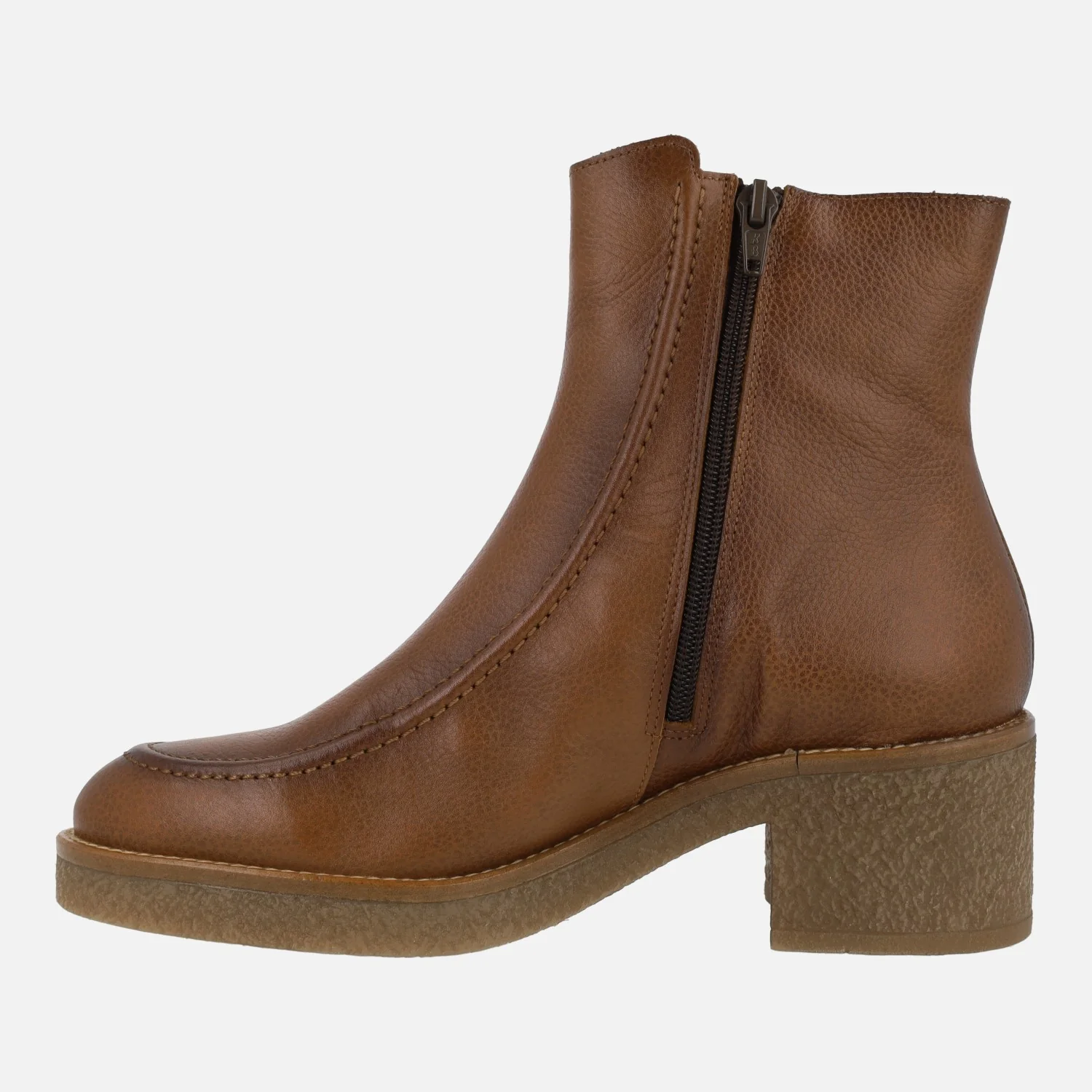 Botines marrones de piel con elástico y cremallera - Image 3
