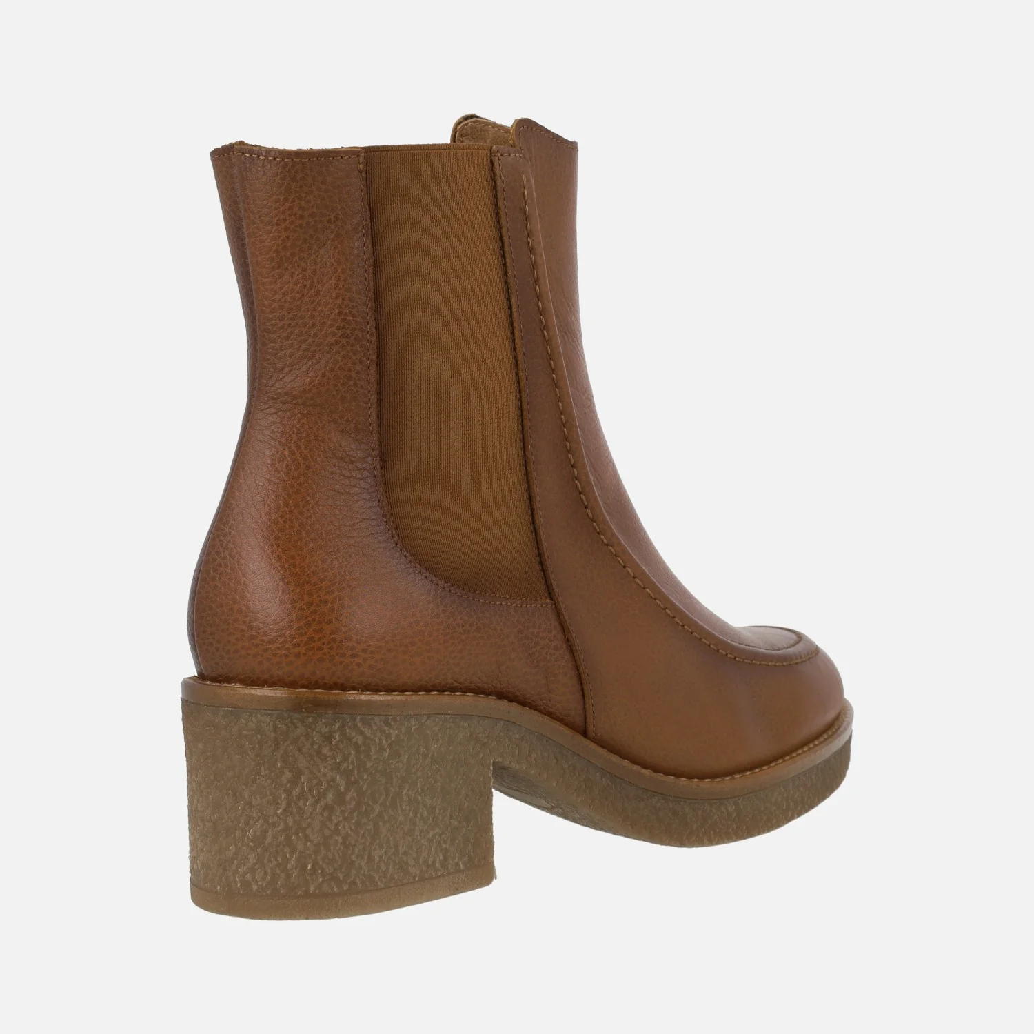 Botines marrones de piel con elástico y cremallera - Image 4