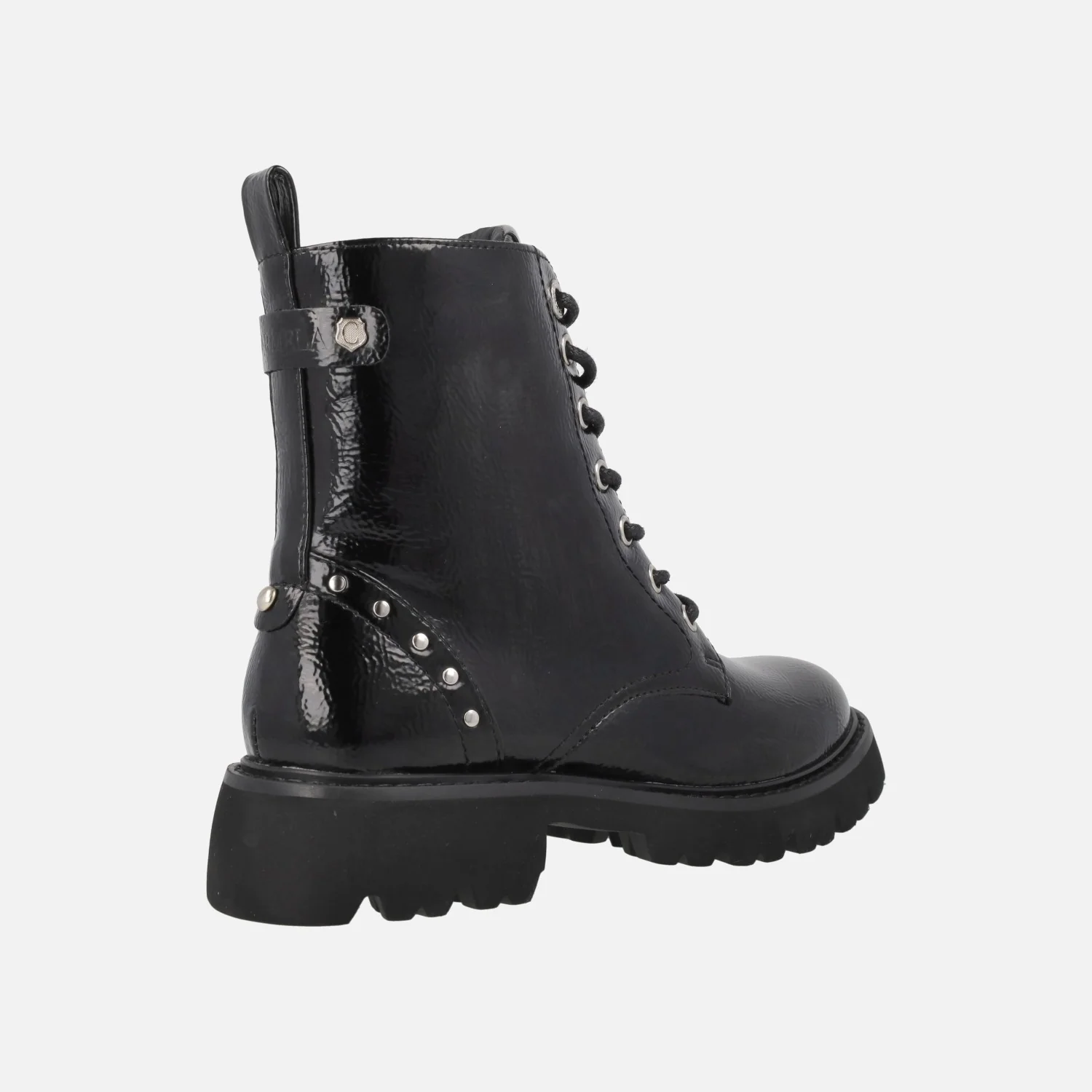 Botines negros de charol con cordones y cremallera - Image 4