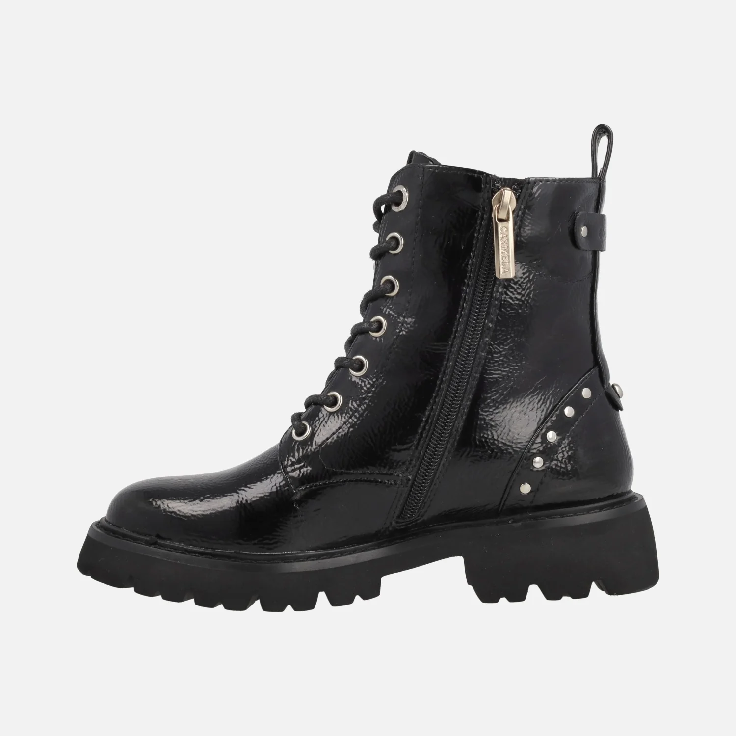Botines negros de charol con cordones y cremallera - Image 5