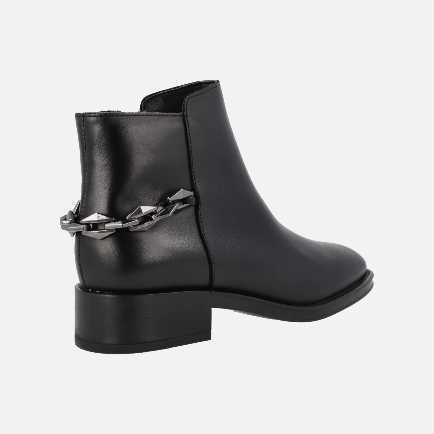 Botines negros de piel con adorno de cadena en el talón Couture - Image 3