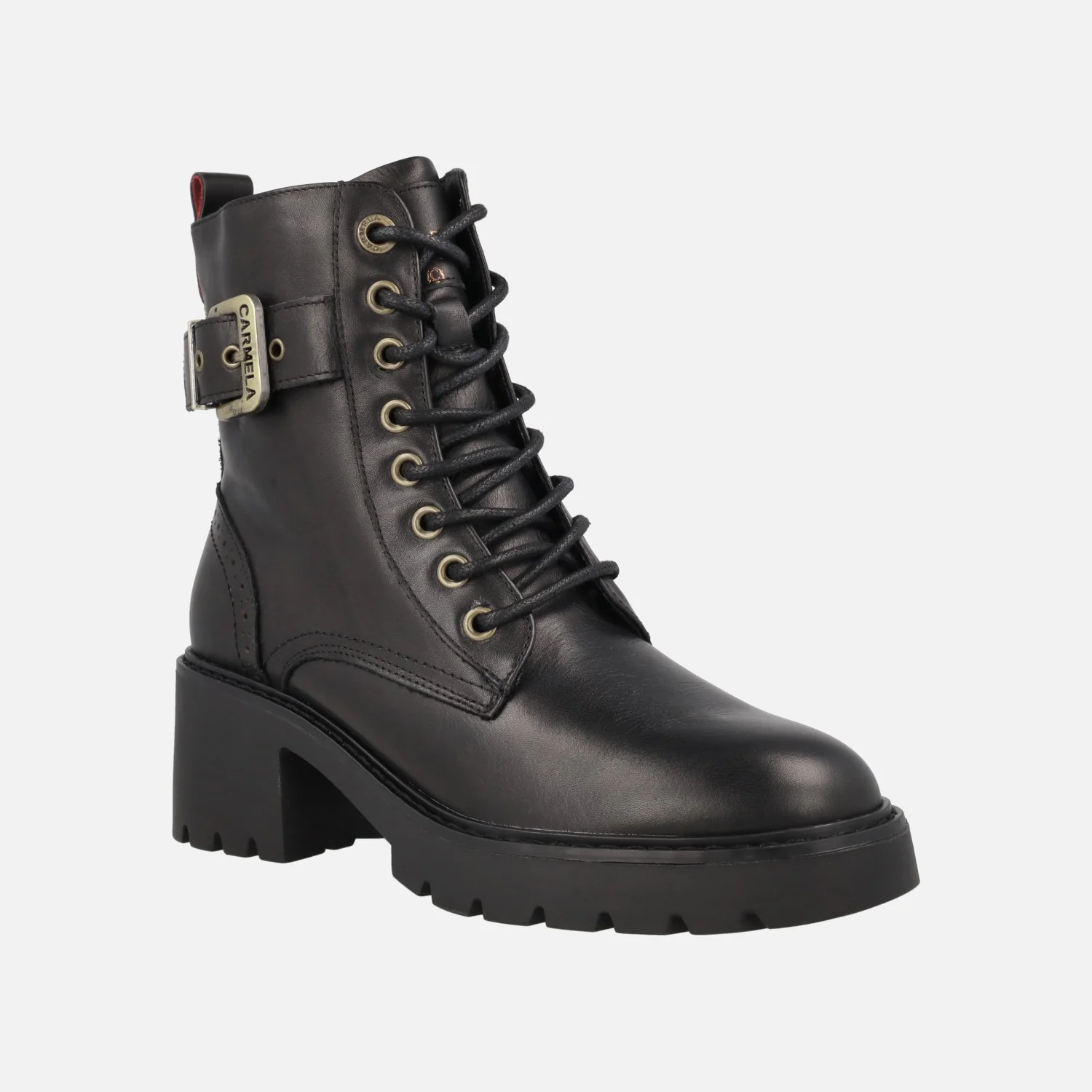 Botines negros de piel con cordones y piso track - Image 2