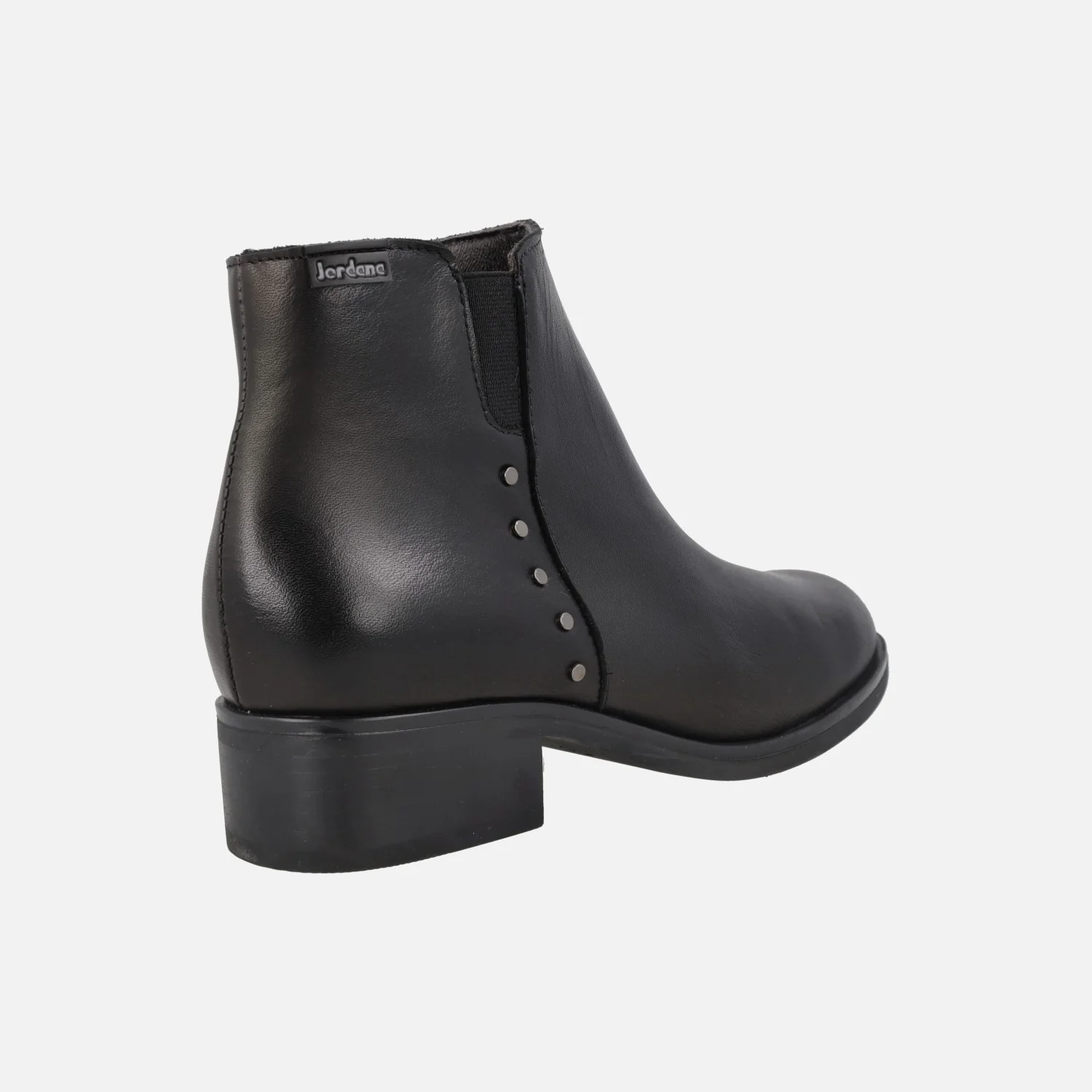Botines negros de piel con elástico y tachas metálicas - Image 3