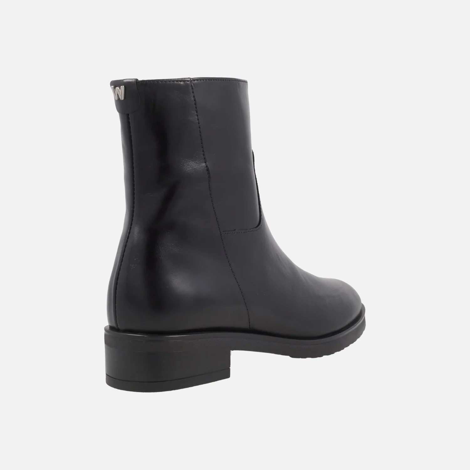 Botines negros de piel con tacón bajo C-54102 - Image 3