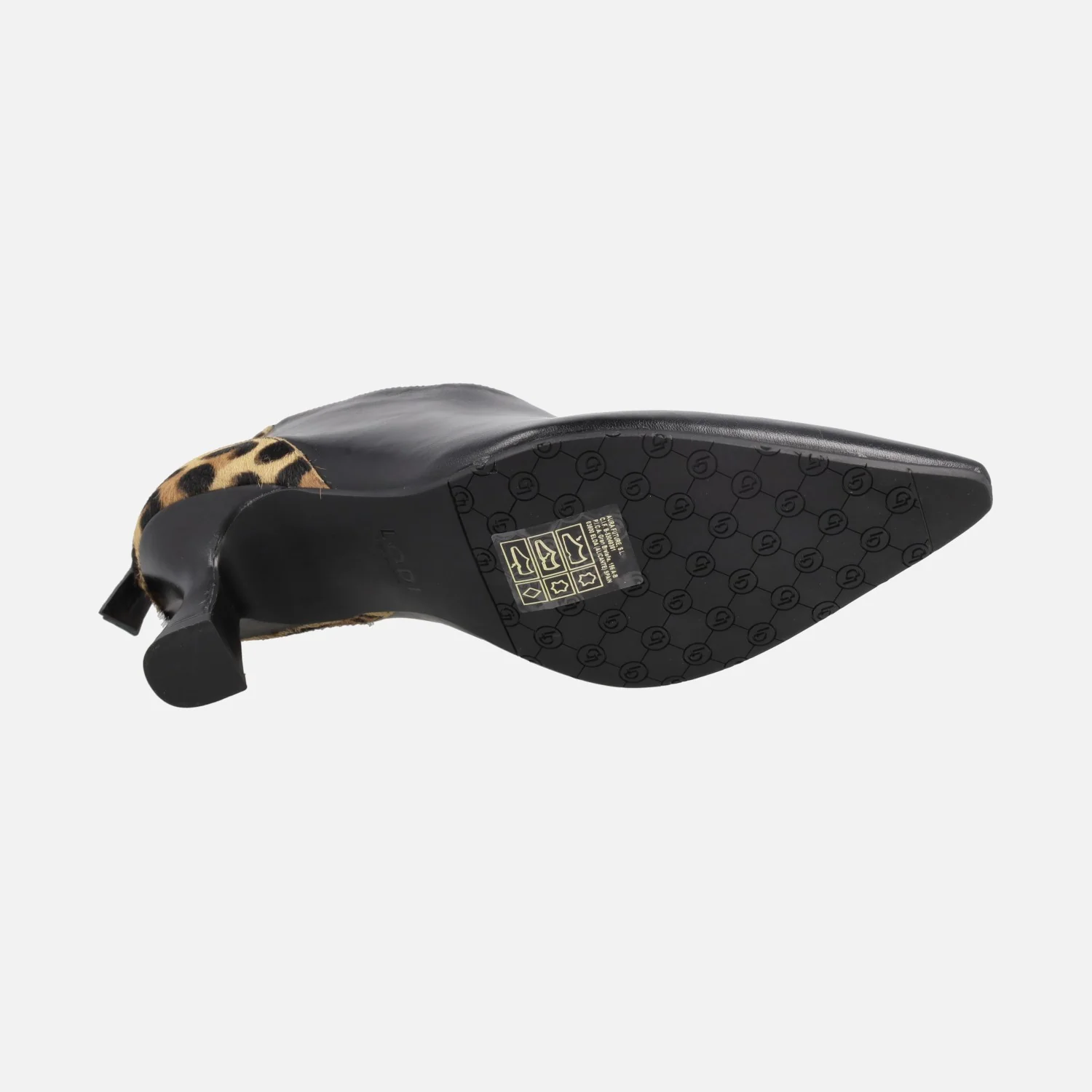 Botines negros de piel con talonera en print leopardo Genial-ino - Image 6