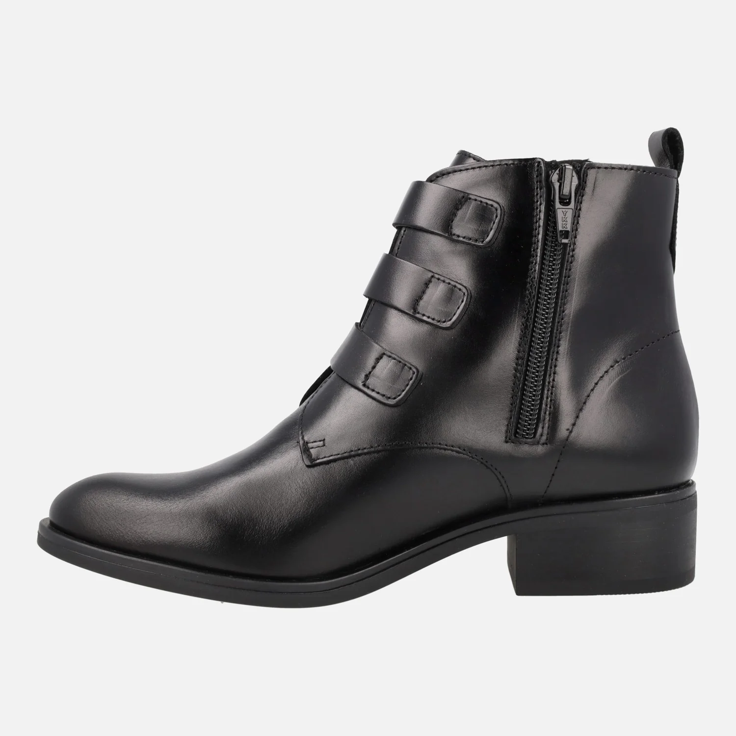 Botines negros de piel con triple hebilla y tachas - Image 3