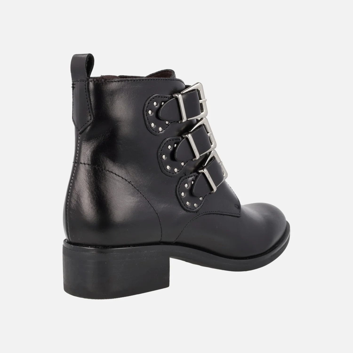 Botines negros de piel con triple hebilla y tachas - Image 4