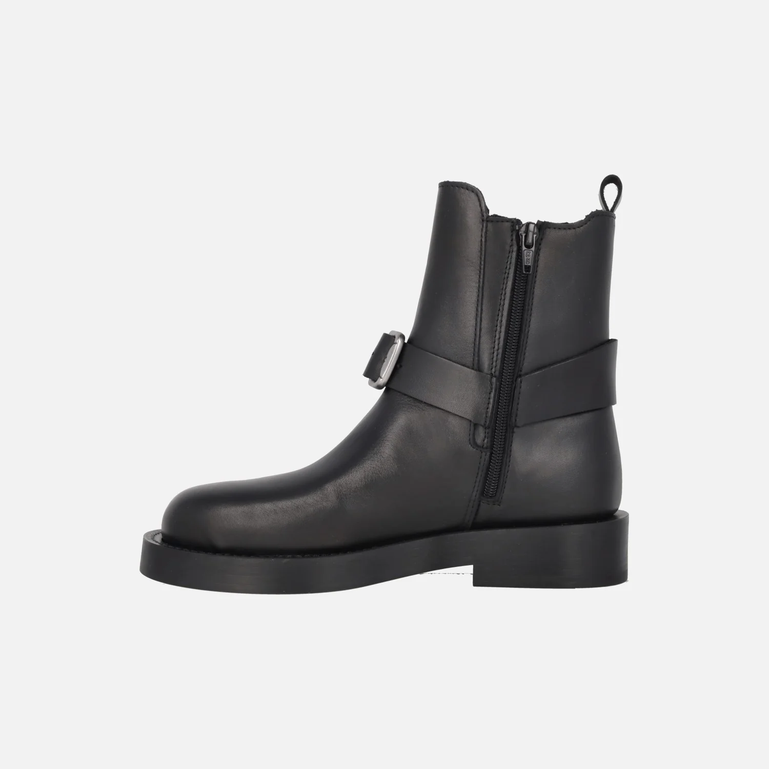 Botines negros de piel Eloise con hebilla frontal - Image 3