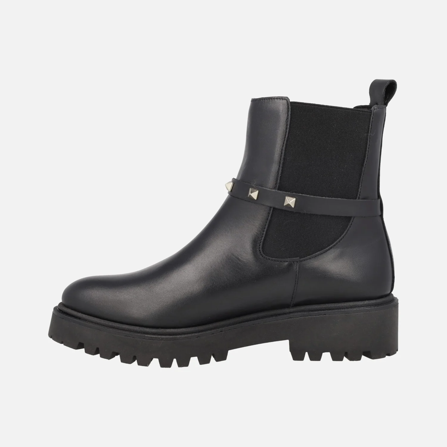 Botines negros de piel estilo chelsea con detalle de tachas doradas - Image 4