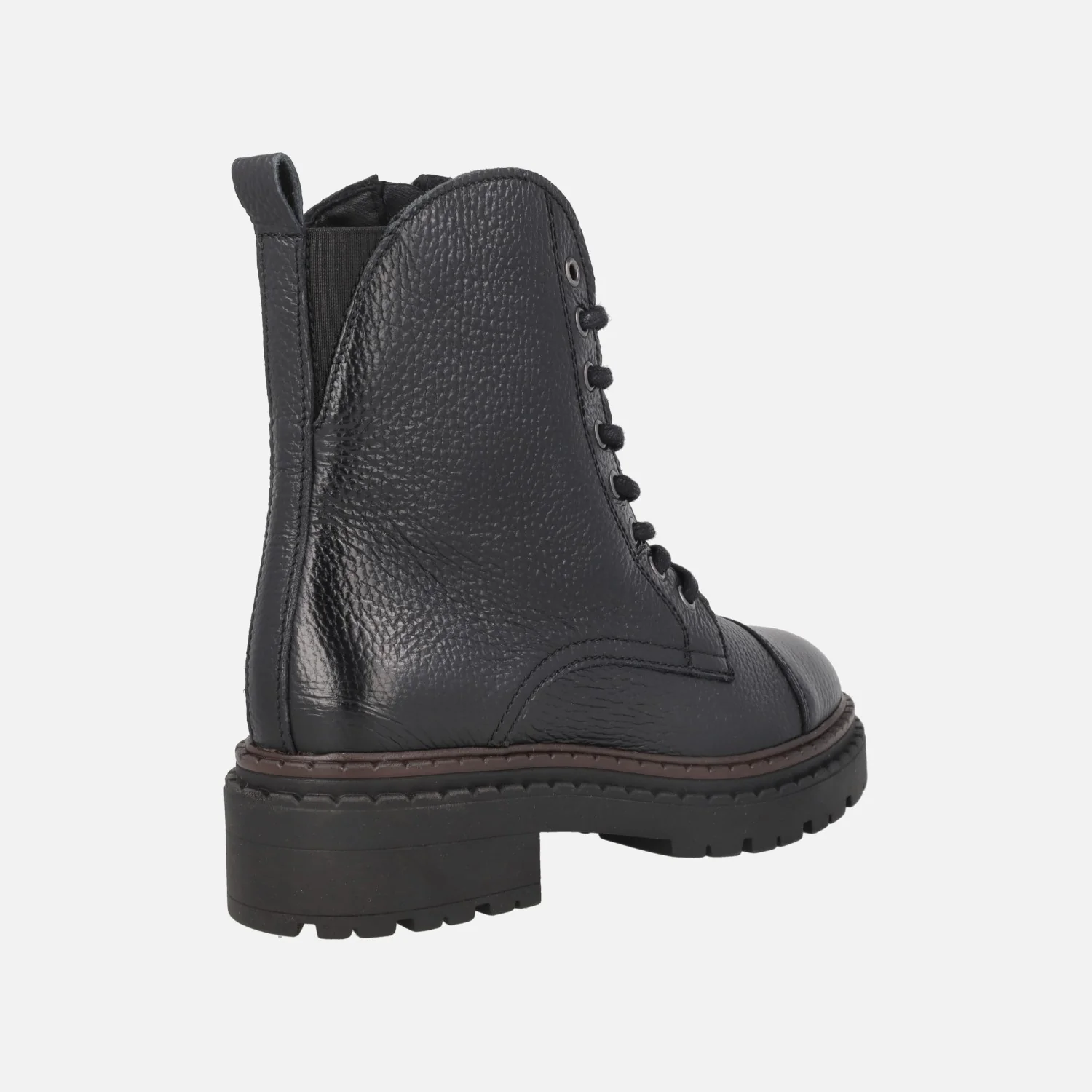 Botines negros de piel grabada Abby con cordones y cremallera - Image 3
