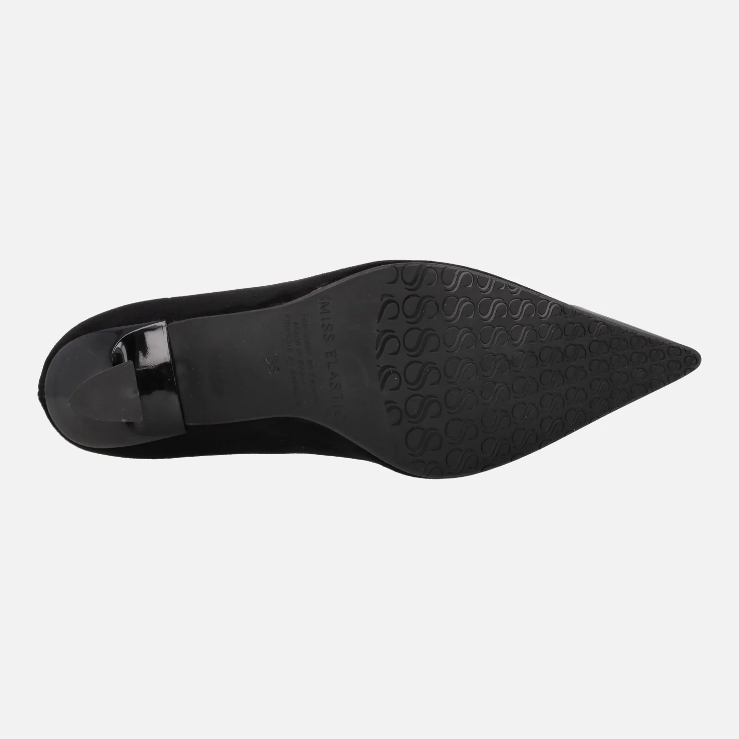 Botines negros de tacón en tejido elástico efecto ante con adorno metálico en la punta - Image 6
