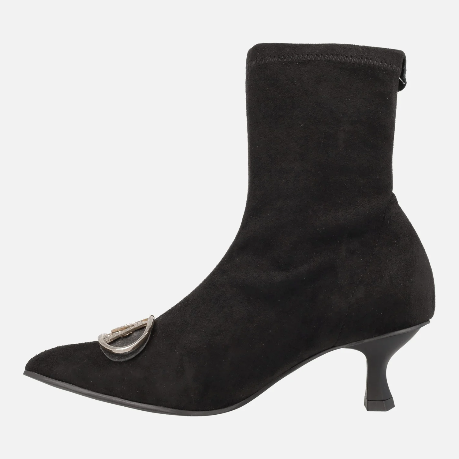 Botines negros en tejido elástico efecto ante con adorno metálico - Image 3