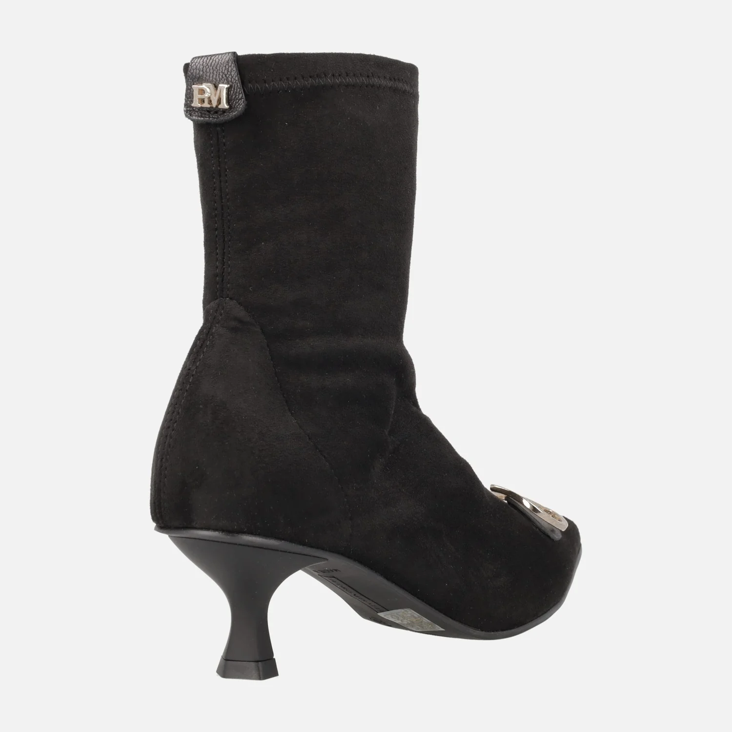 Botines negros en tejido elástico efecto ante con adorno metálico - Image 4