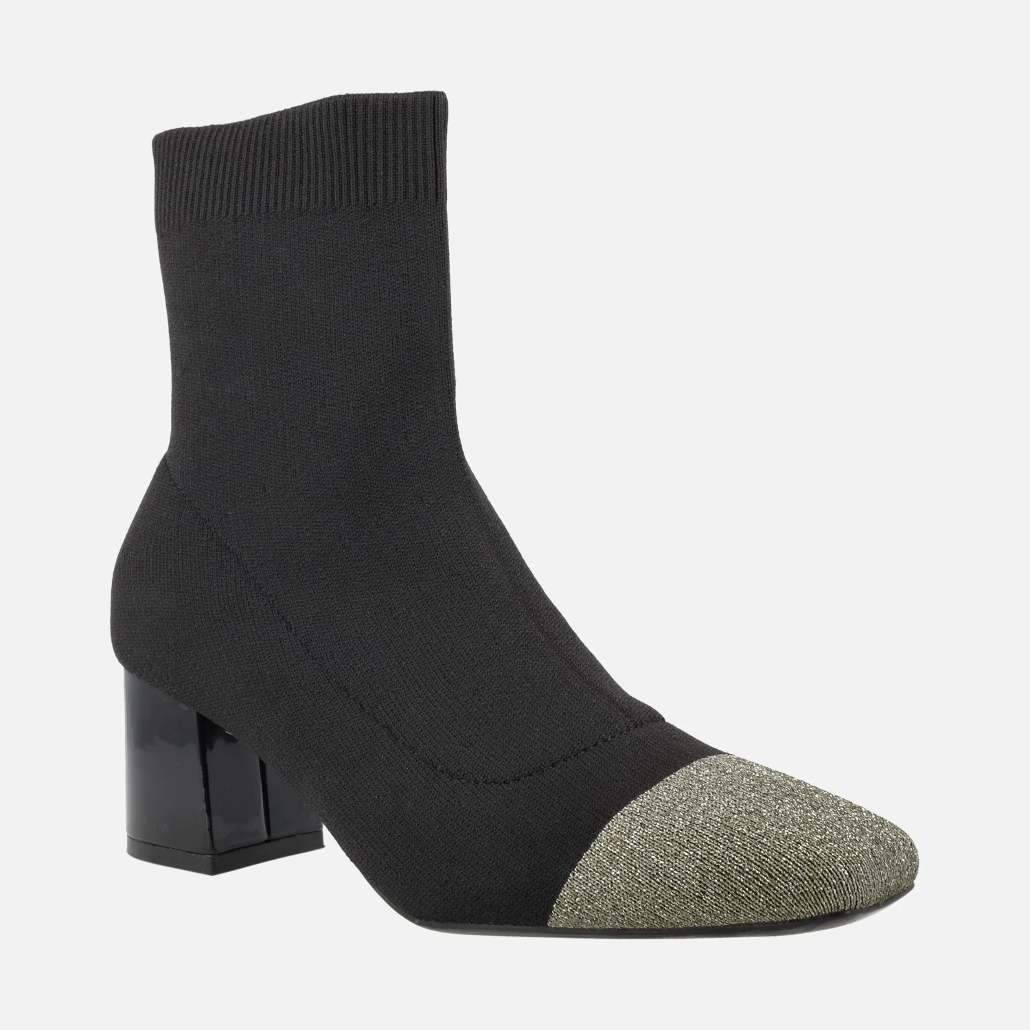 Botines negros estilo calcetín con puntera dorada y tacón Vanlose - Image 3