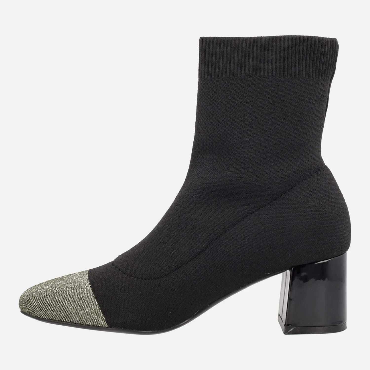 Botines negros estilo calcetín con puntera dorada y tacón Vanlose - Image 4