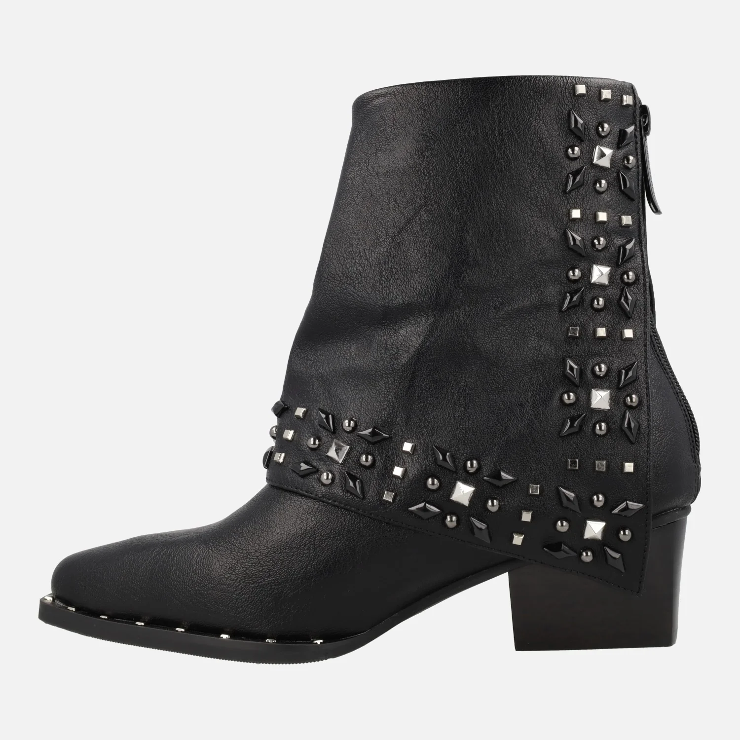 Botines negros estilo cowboy Lil Emilia con faldón y remaches - Image 4