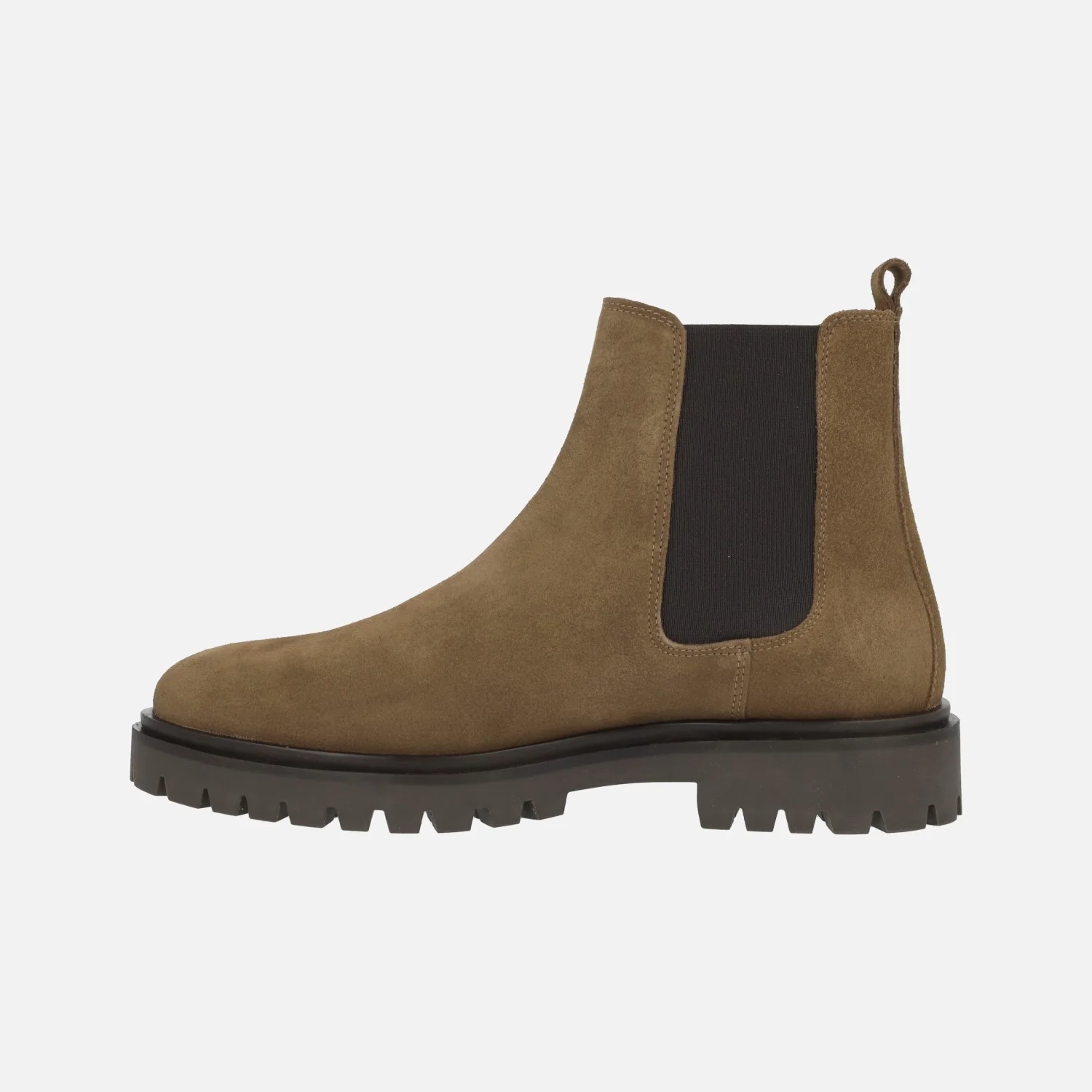 Botines para hombre estilo chelsea en serraje color cuero - Image 3