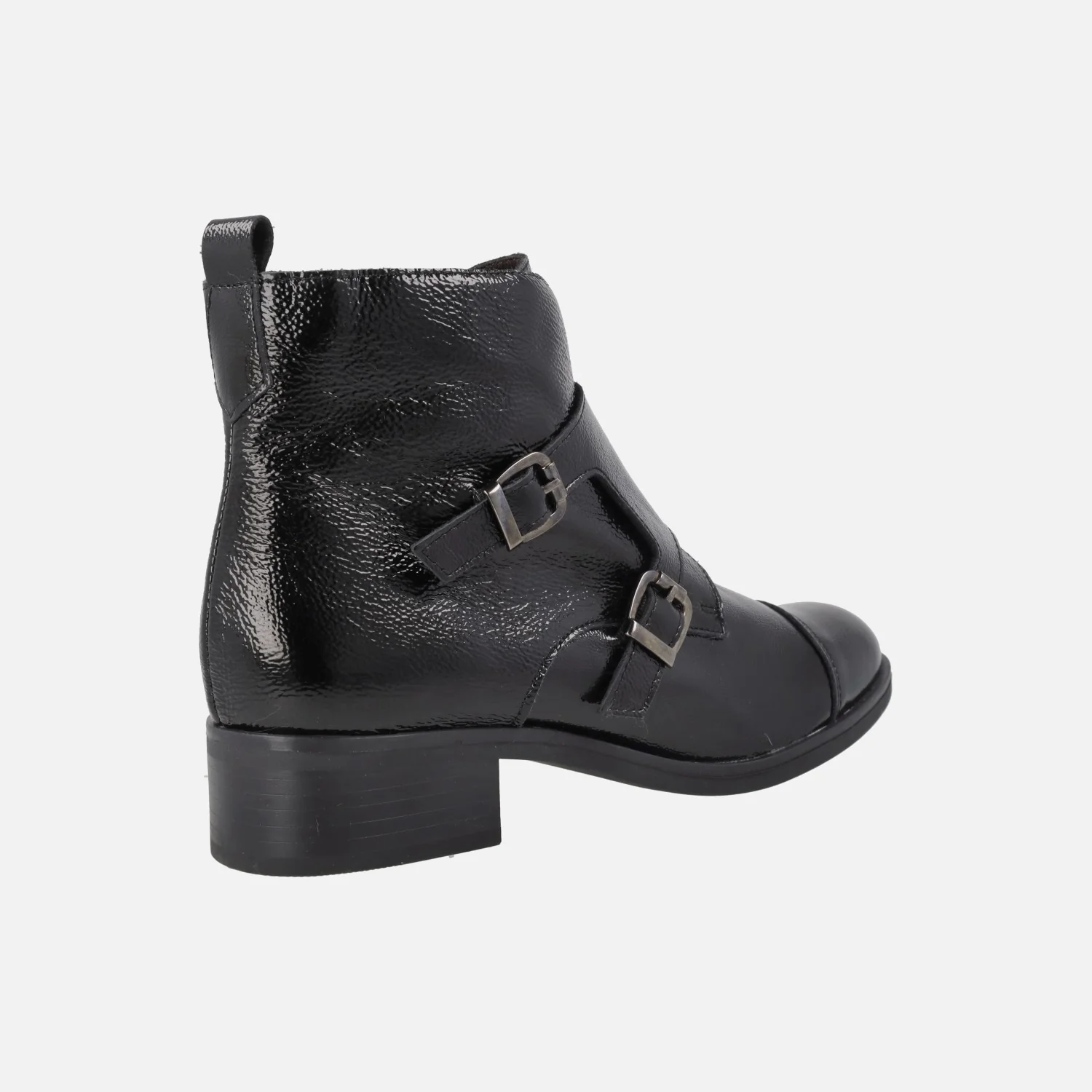 Botines negros de charol para mujer con dos hebillas - Image 3