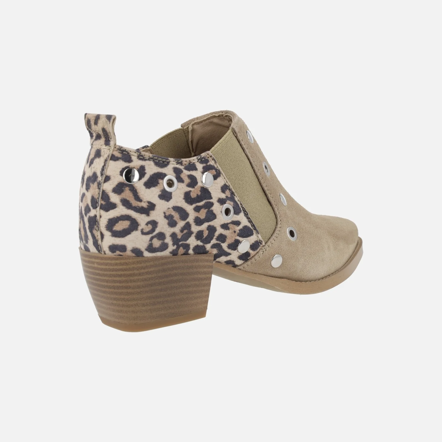 Botines tobilleros con talonera en print leopardo y tachas Blues - Image 4