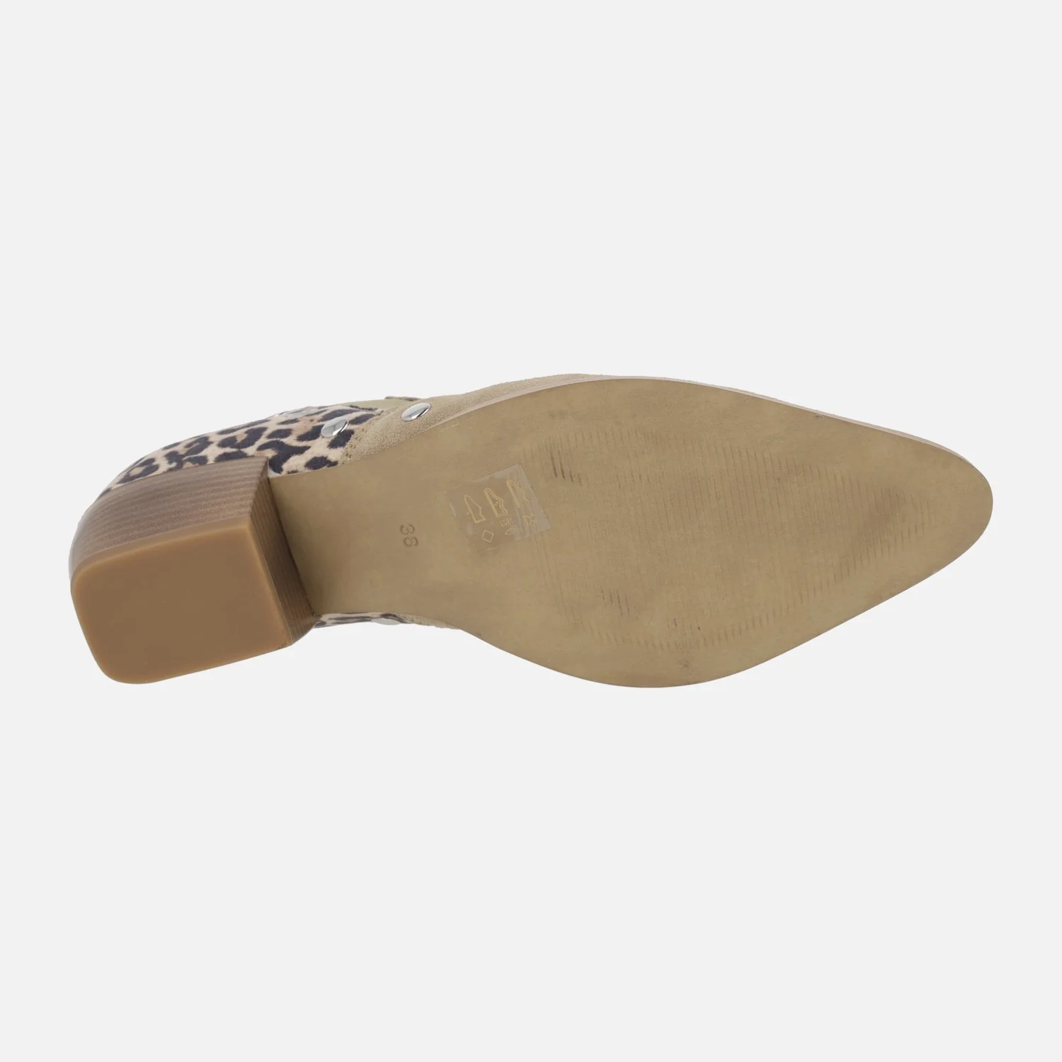 Botines tobilleros con talonera en print leopardo y tachas Blues - Image 6