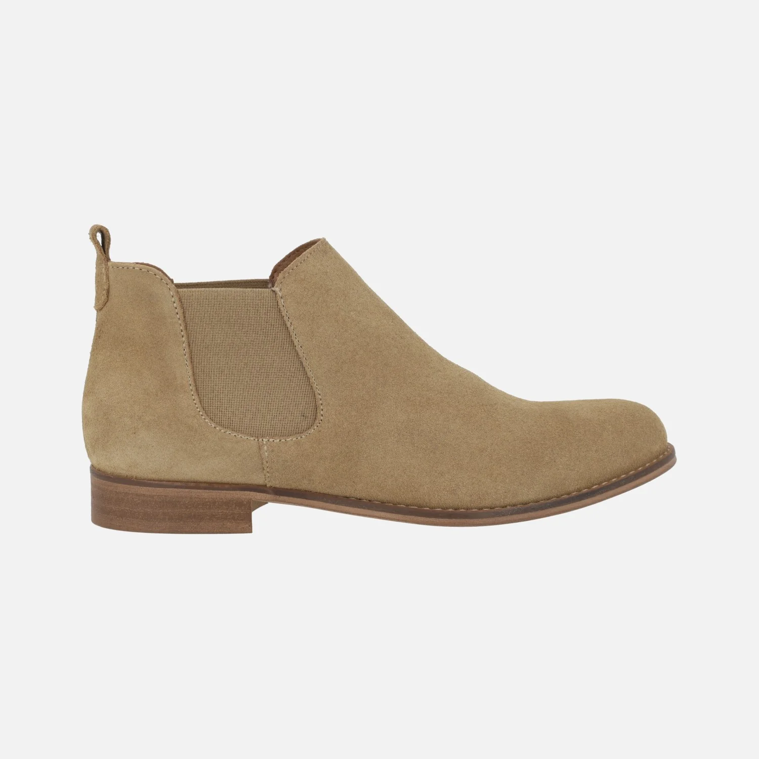 Botines tobilleros estilo chelsea en serraje camel