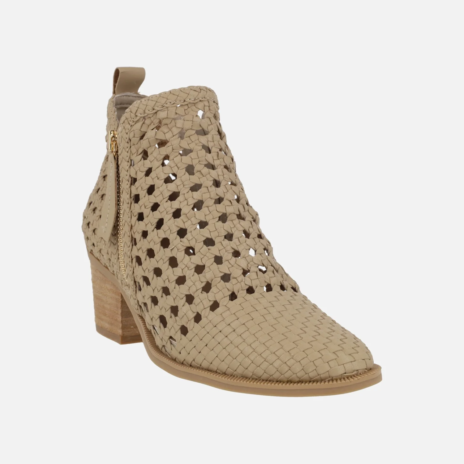 Botines trenzados en color beige con detalle de cremalleras - Image 2