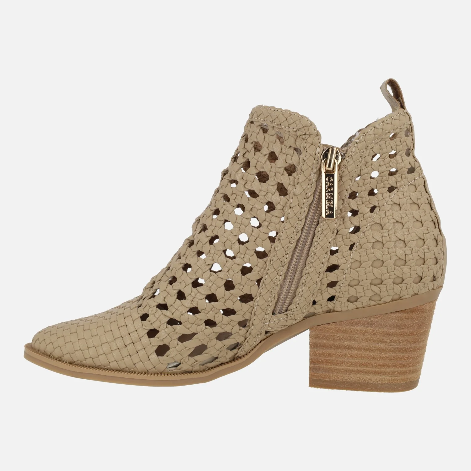 Botines trenzados en color beige con detalle de cremalleras - Image 3