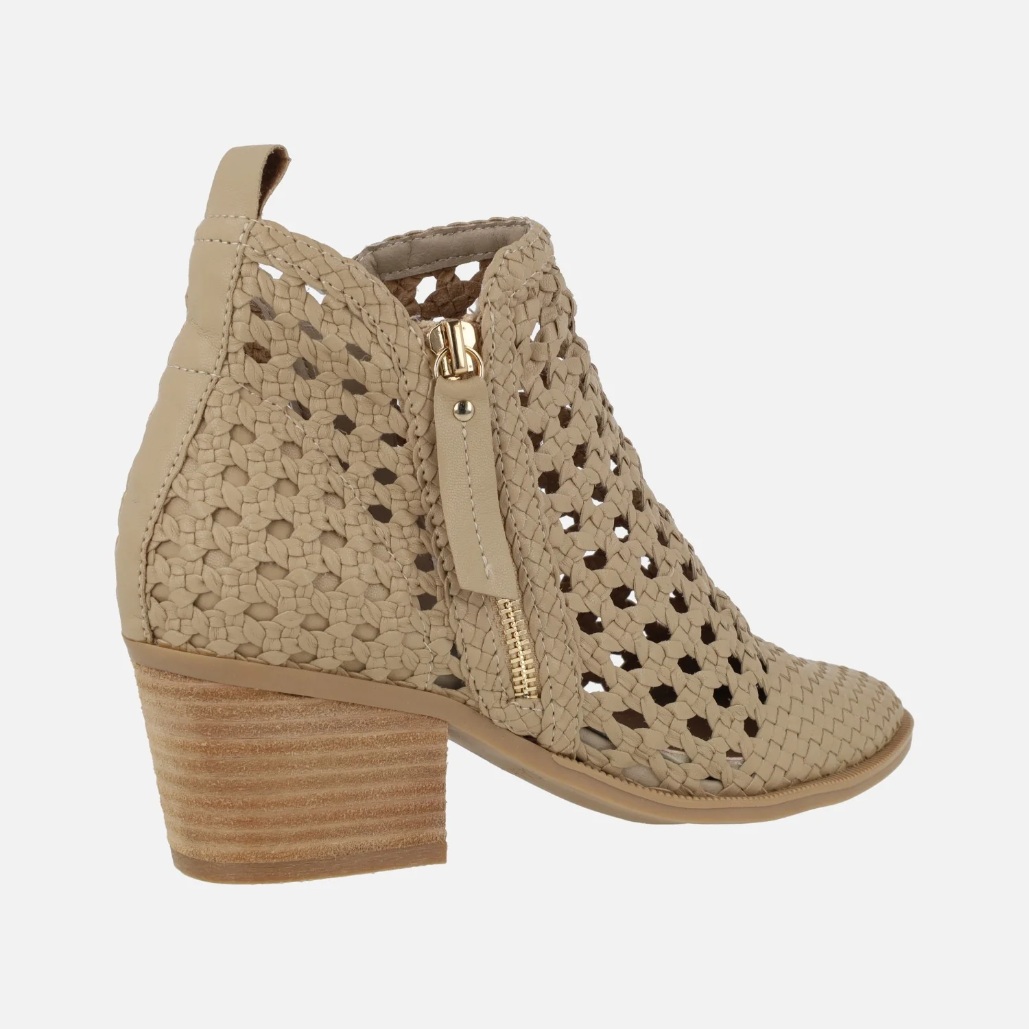 Botines trenzados en color beige con detalle de cremalleras - Image 4