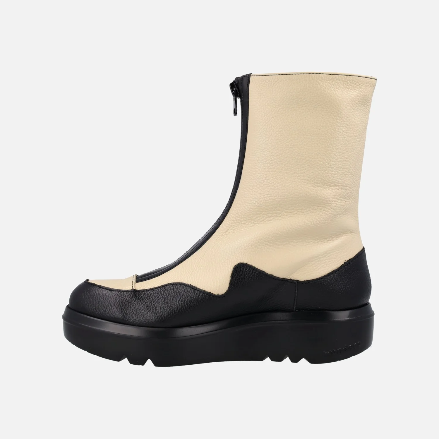 Botines Wonders en combinado negro y crema con cremallera frontal - Image 3