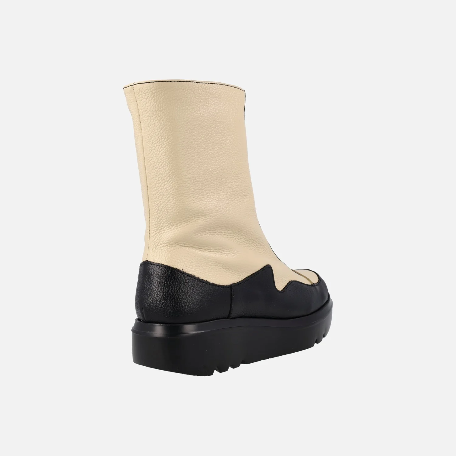 Botines Wonders en combinado negro y crema con cremallera frontal - Image 4