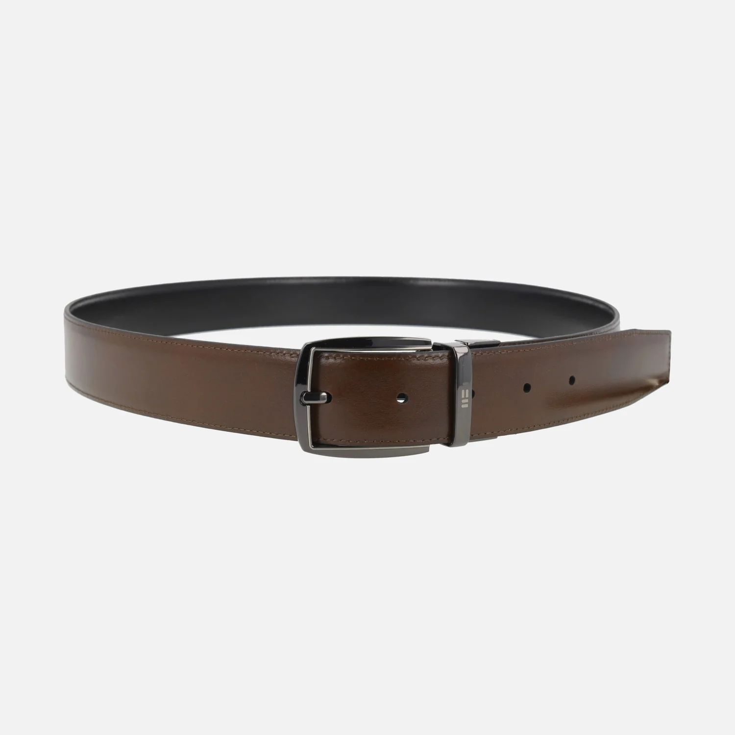 Cinturones de piel reversibles para hombre en combinado negro y marrón - Image 3