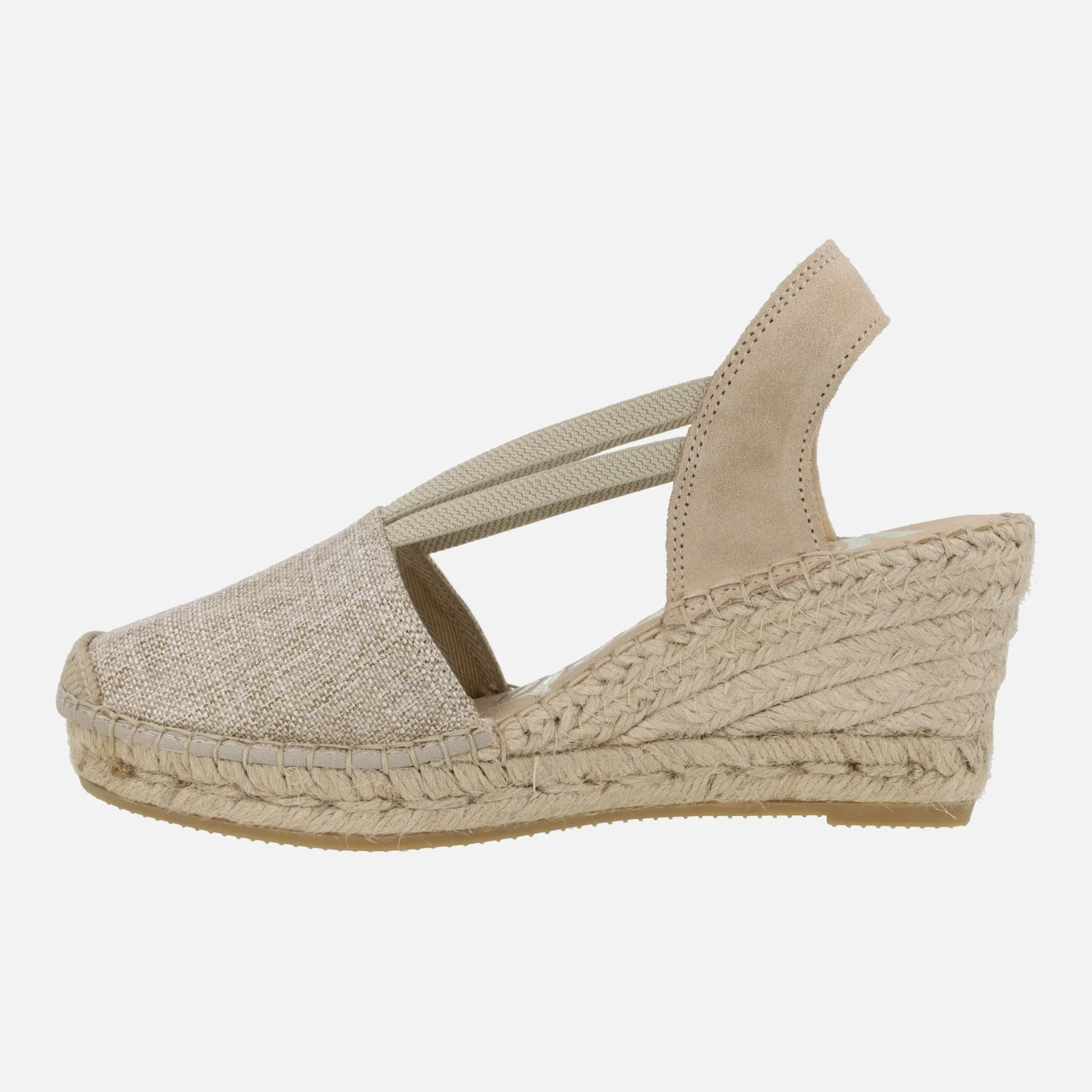 Zapatillas de esparto en tejido beige con elásticos laterales - Image 3