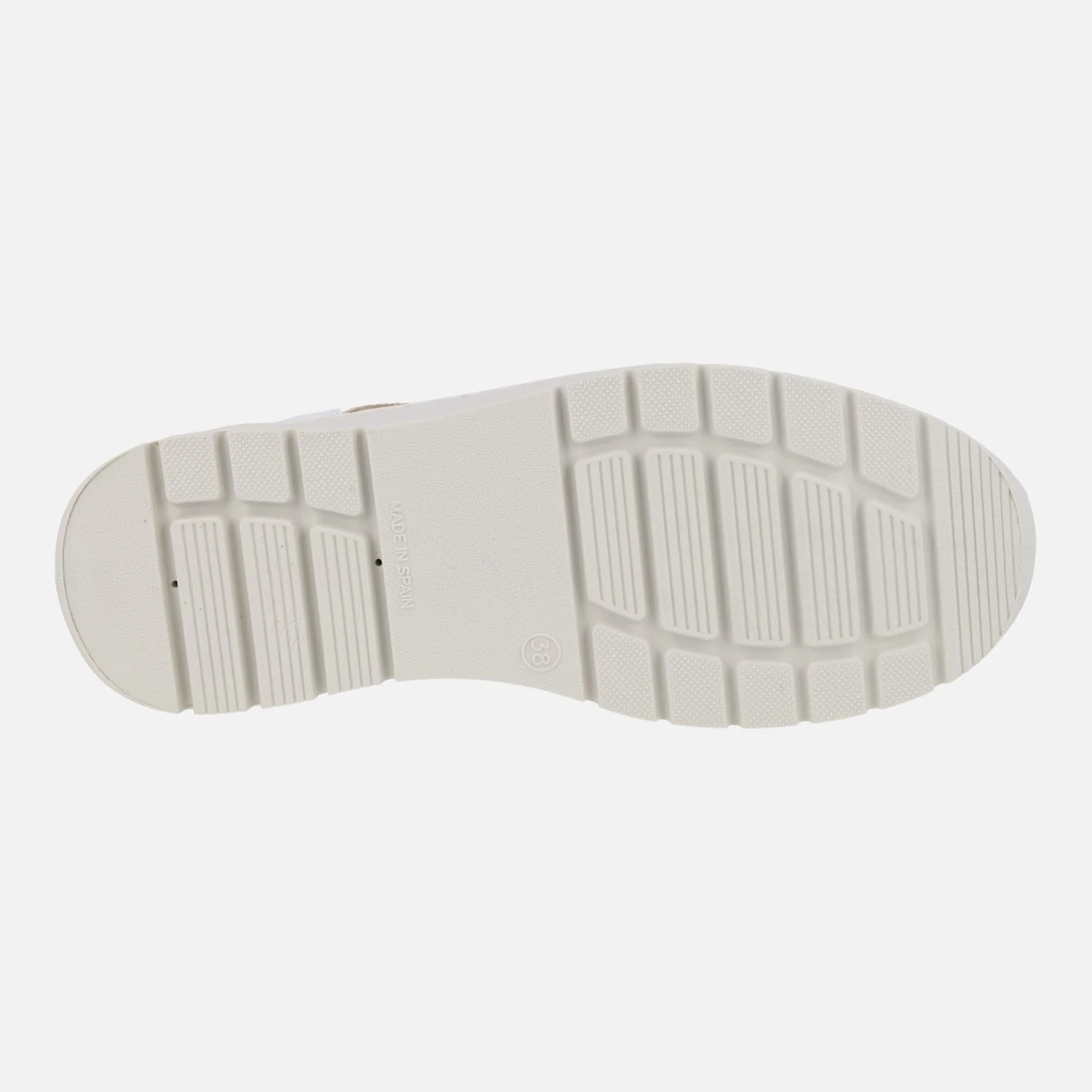 Deportivas blancas de piel con detalles beige y cordones elásticos - Image 6