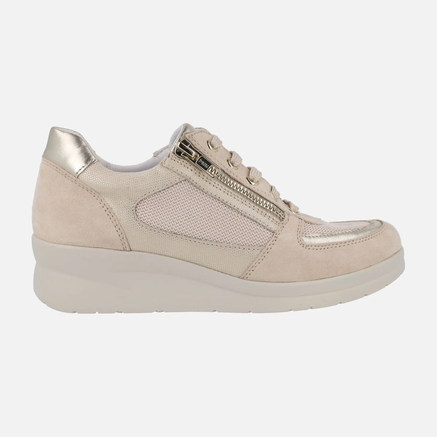 Deportivas confort multi material con cordones y cremallera