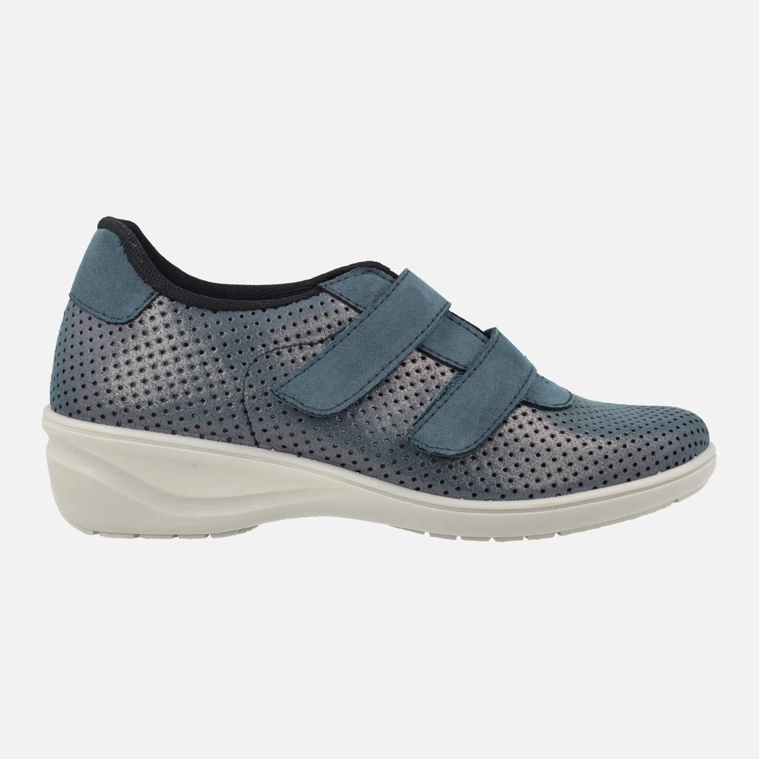 Deportivas confort para mujer en combinado azul con cierre de velcros - Image 2