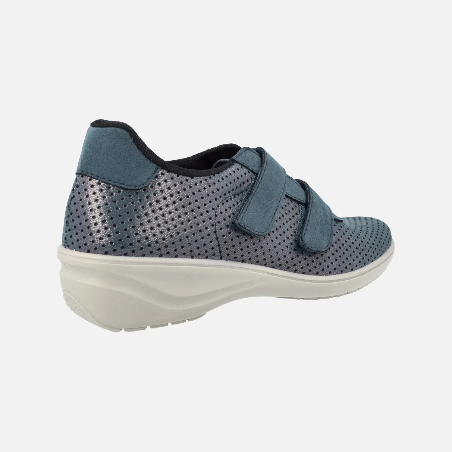 Deportivas confort para mujer en combinado azul con cierre de velcros - Image 4