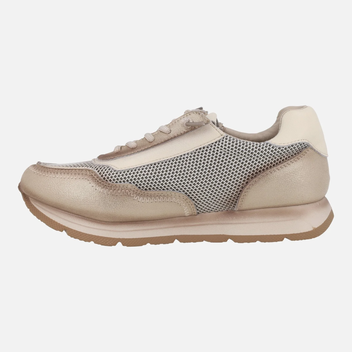Deportivas de piel y rejilla con cordones y cremallera - Image 3