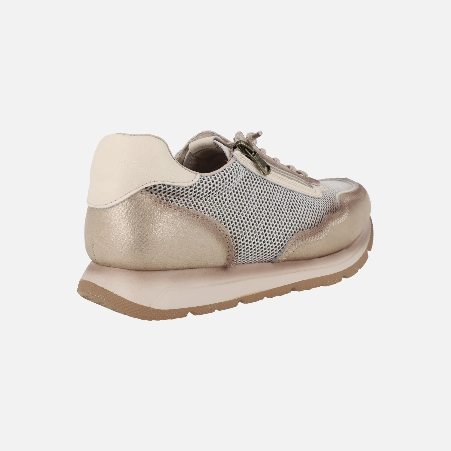 Deportivas de piel y rejilla con cordones y cremallera - Image 4